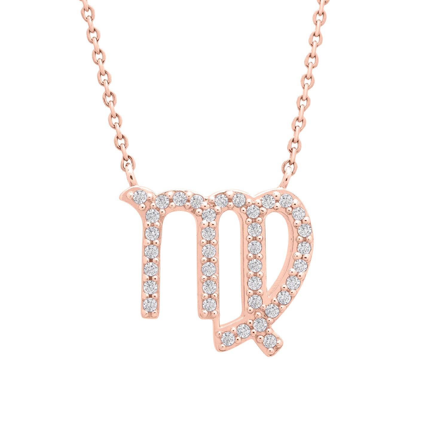 Virgo Zodiac Diamond Necklace in Rose Gold