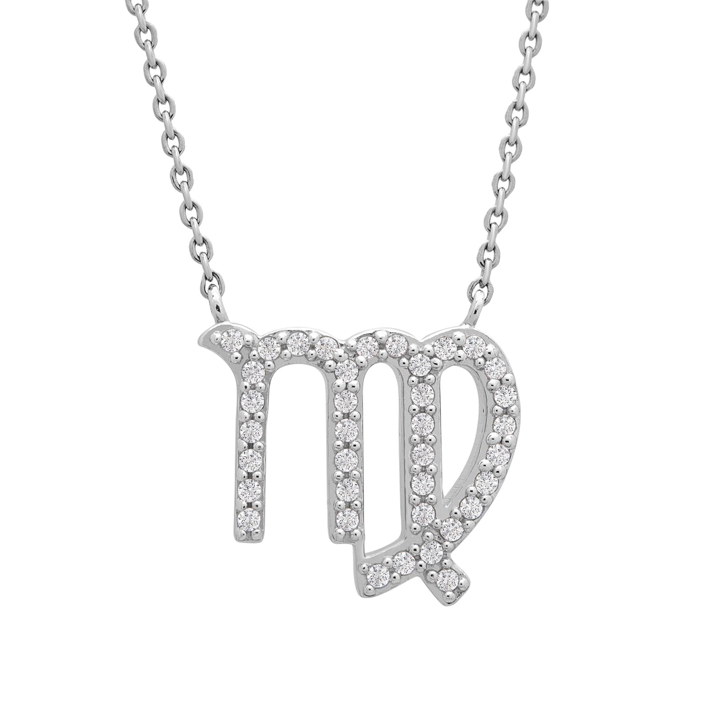 Virgo Zodiac Diamond Necklace in White Gold