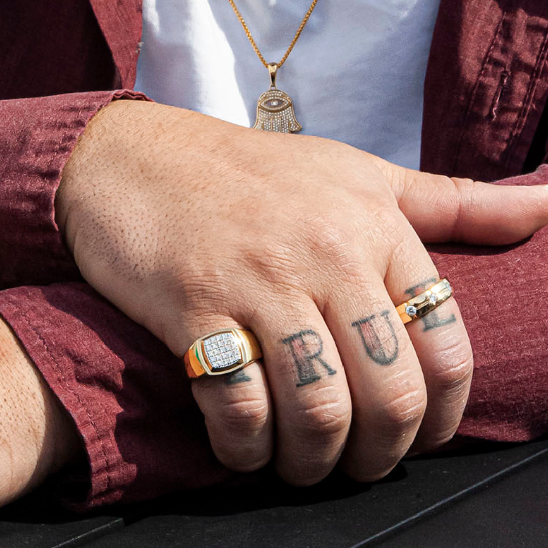 Three Stone Band with Diamonds