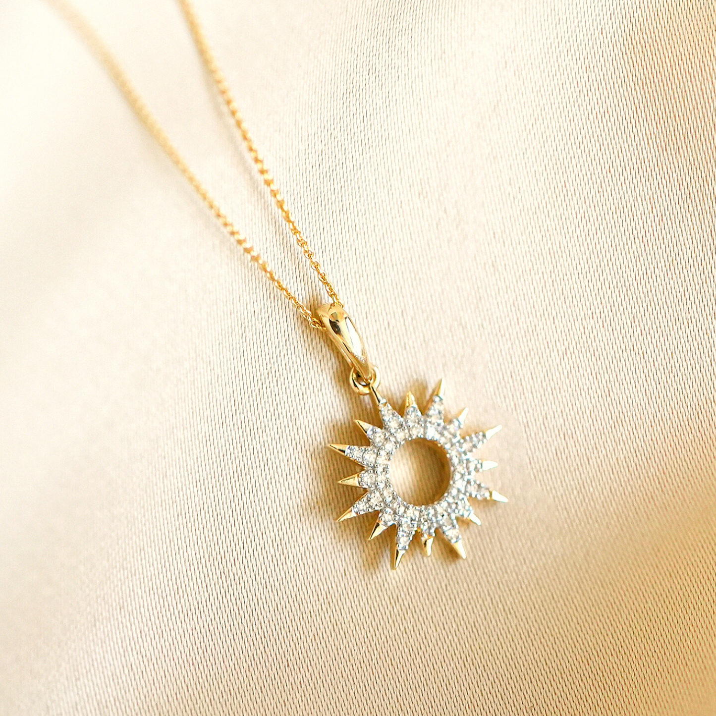 Luna Diamond Starburst Pendant In Gold