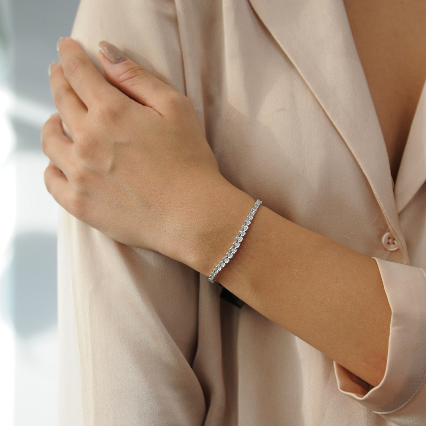 Tal Diamond Tennis Bracelet in White Gold