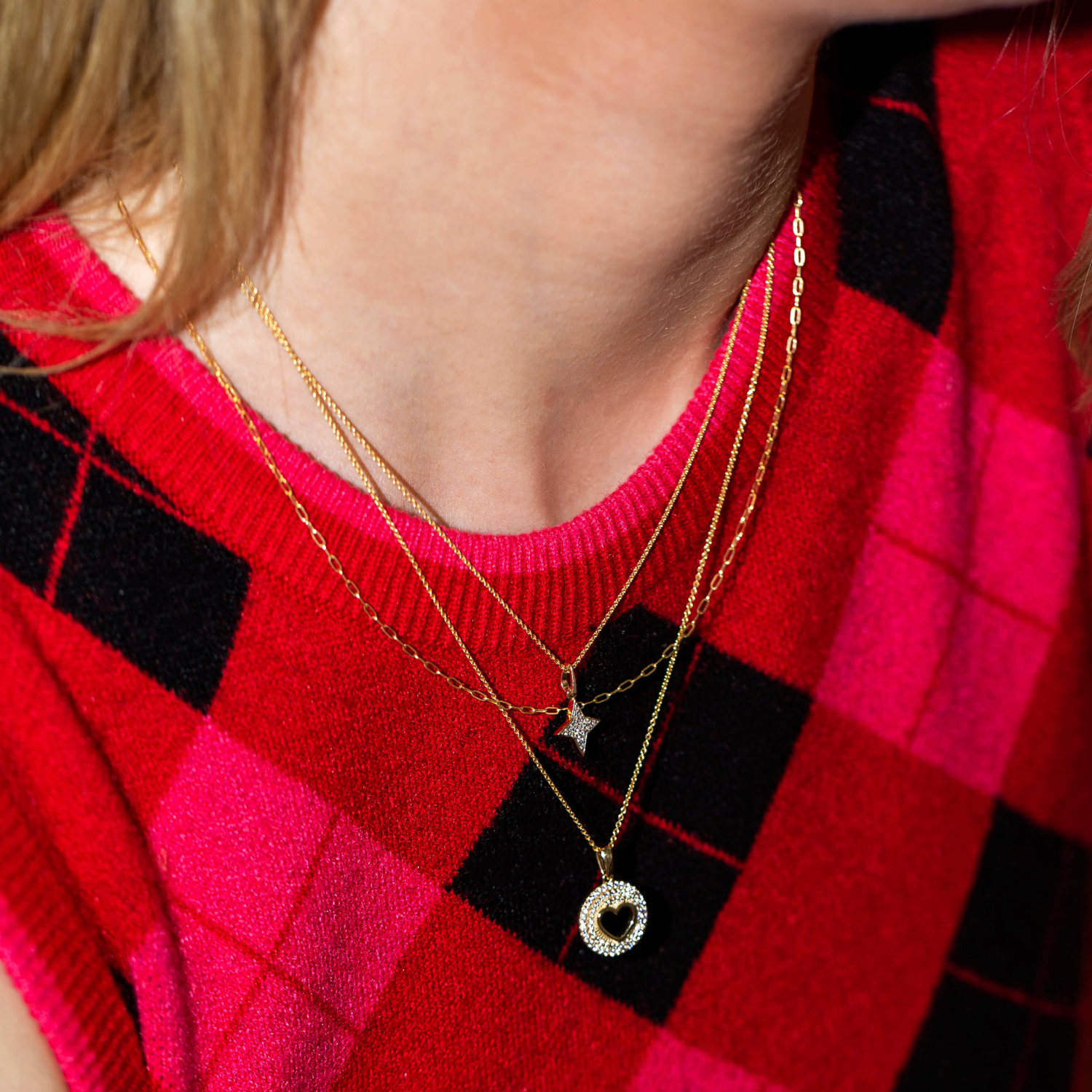 Midi Paperclip Chain Necklace In Differernt Shapes With Gold Chain