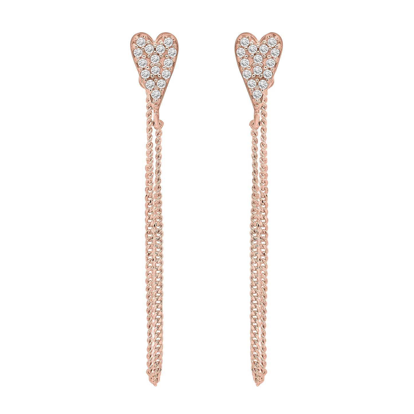 1/6ct rnd 14kp chain heart earrings