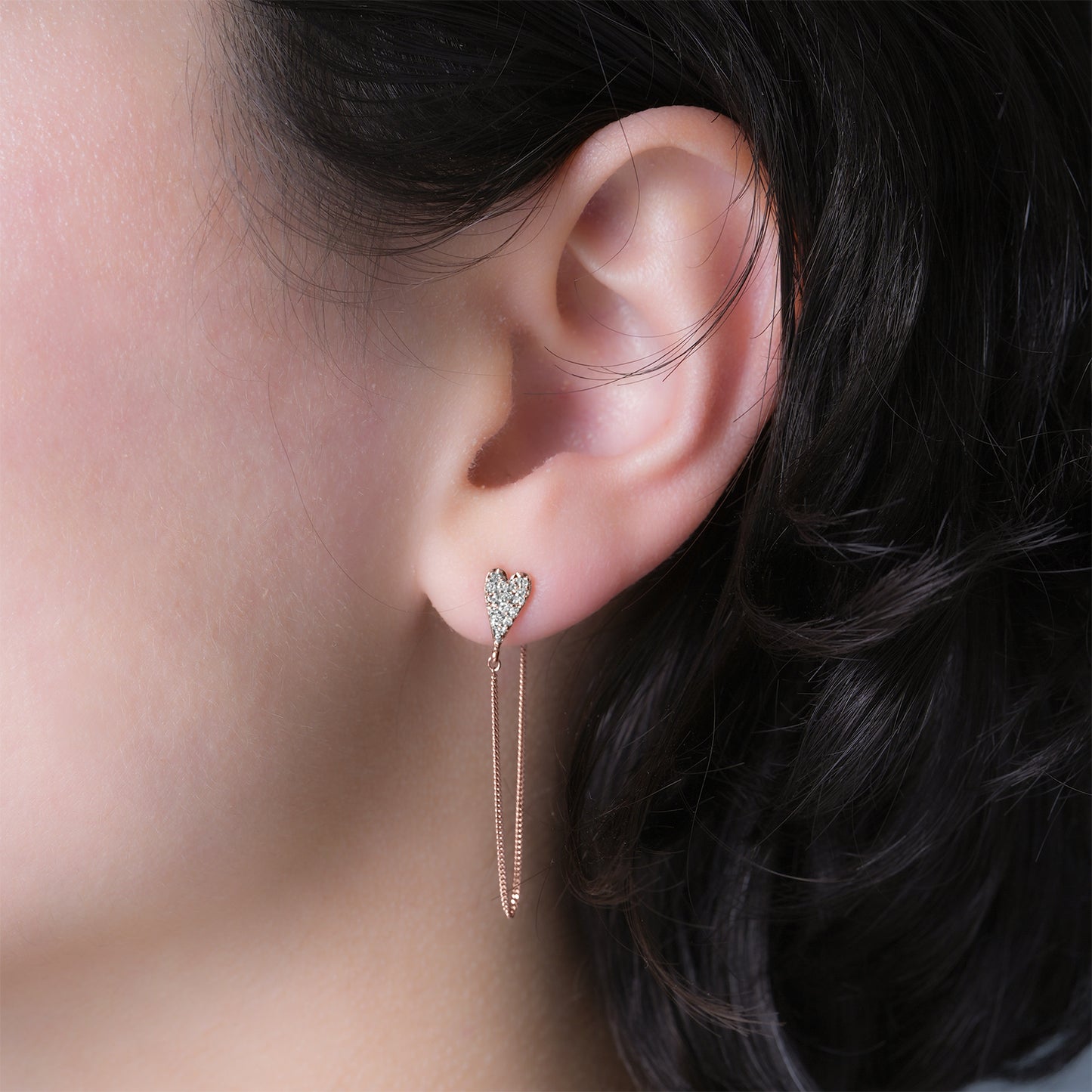 Chain heart earrings in Rose Gold