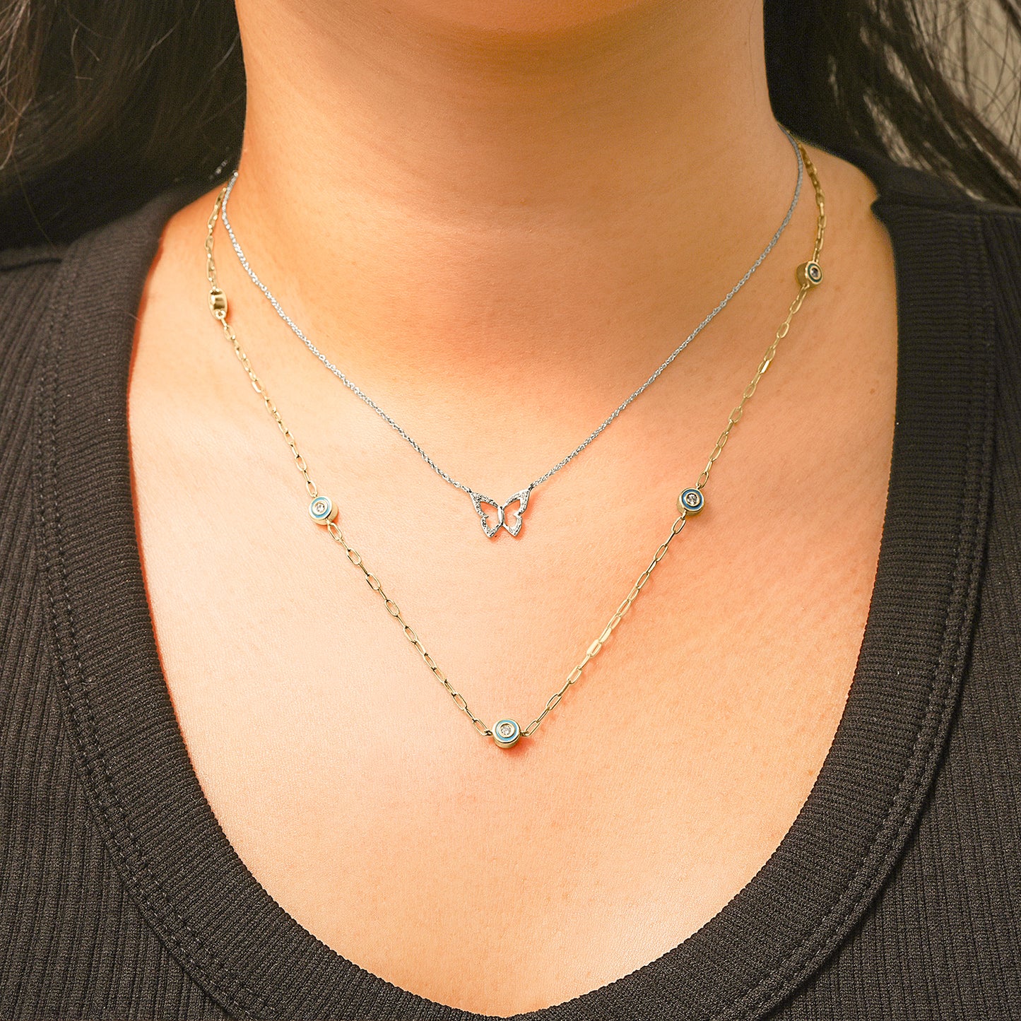 Amanda - Turquoise Enamel Diamond Necklace