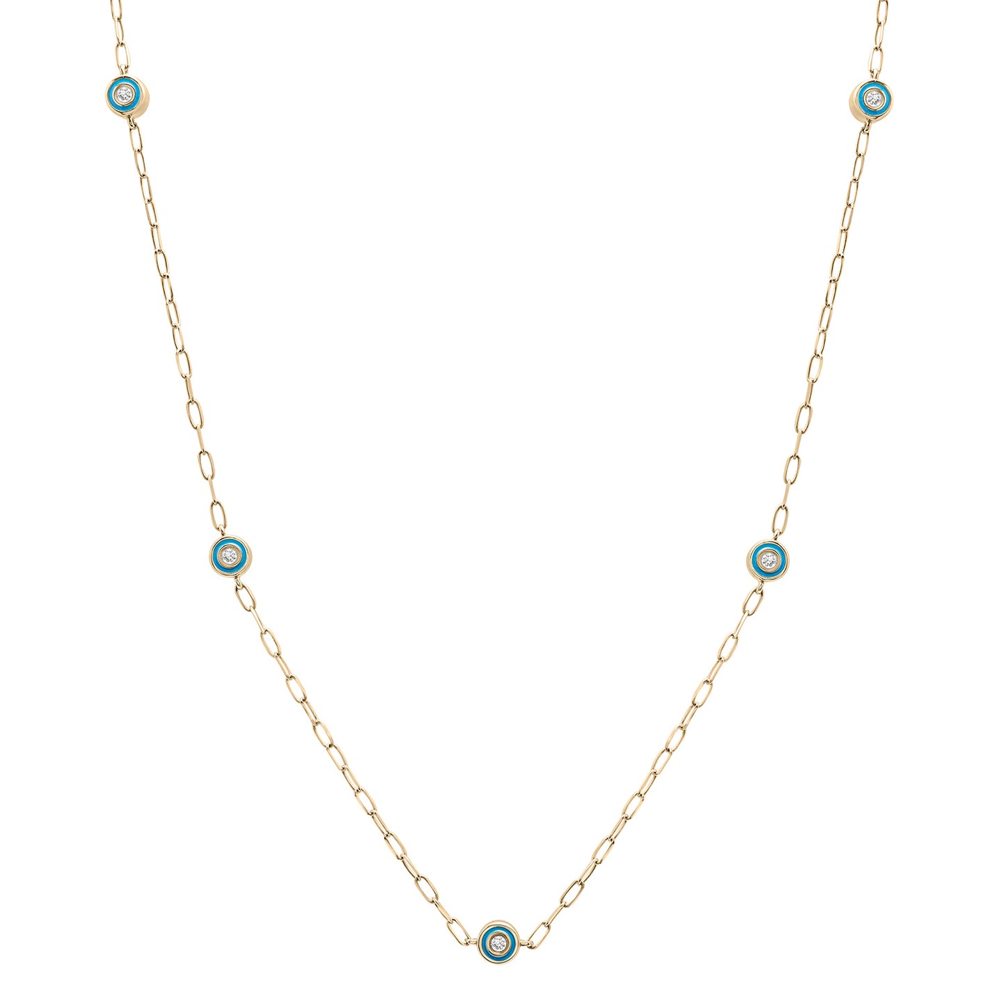 Amanda - Turquoise Enamel Diamond Necklace