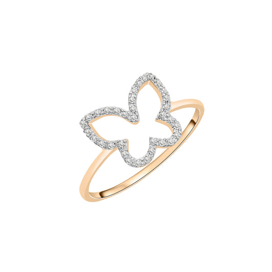 Image for Brittany Open Butterfly Gold Ring with Diamond Accent