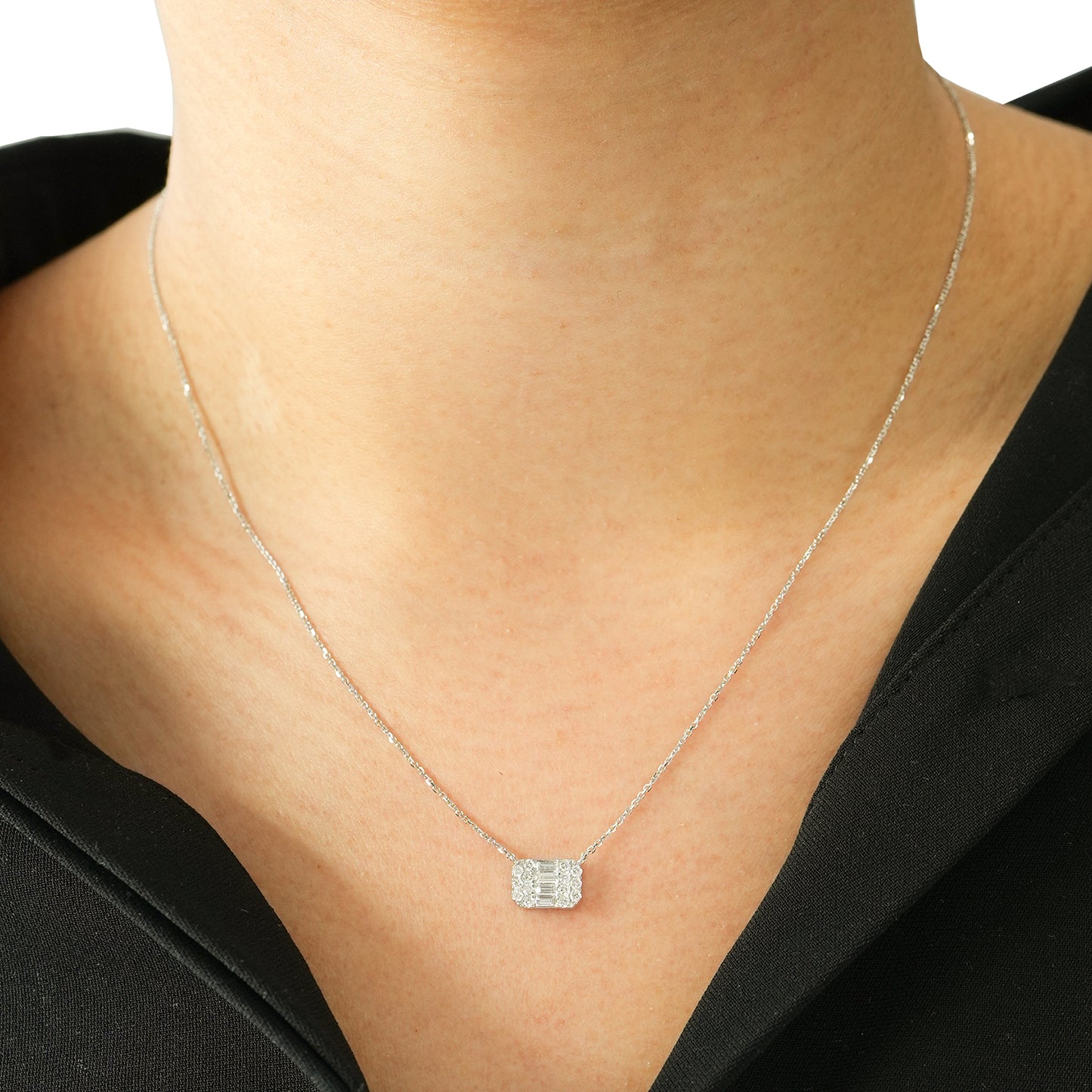 Diamond Cushion Necklace