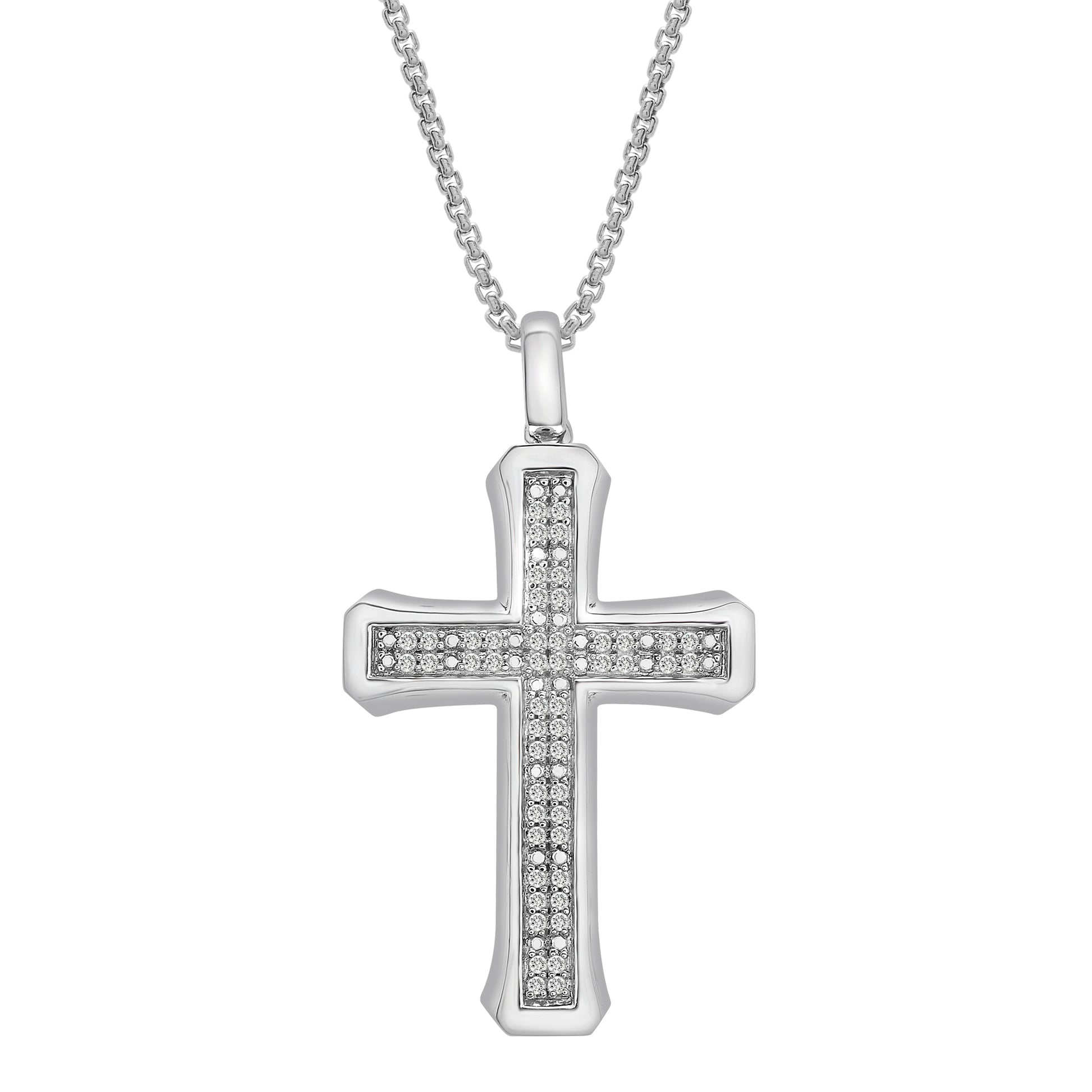 1/4 Ct. T.W Diamond Men's Cross Pendant in Sterling Silver