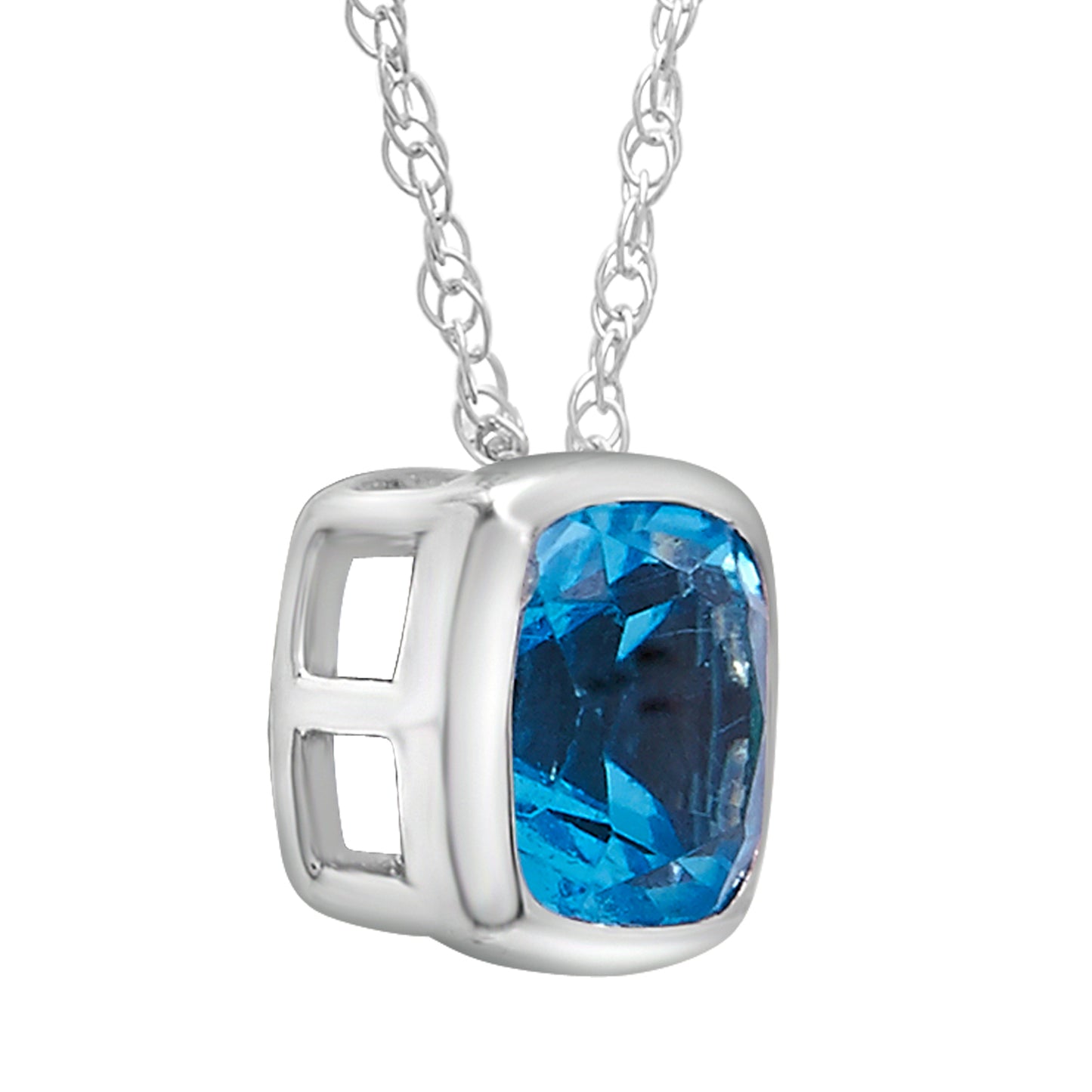Blue topaz CC bezel set 10kw pendant
