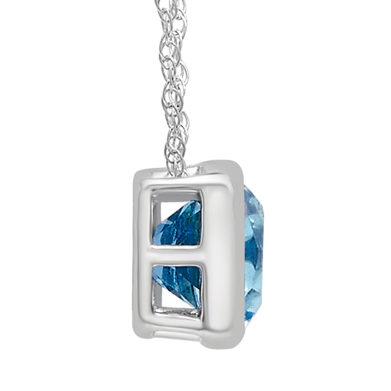 Blue topaz CC bezel set pendant in Sterling Silver
