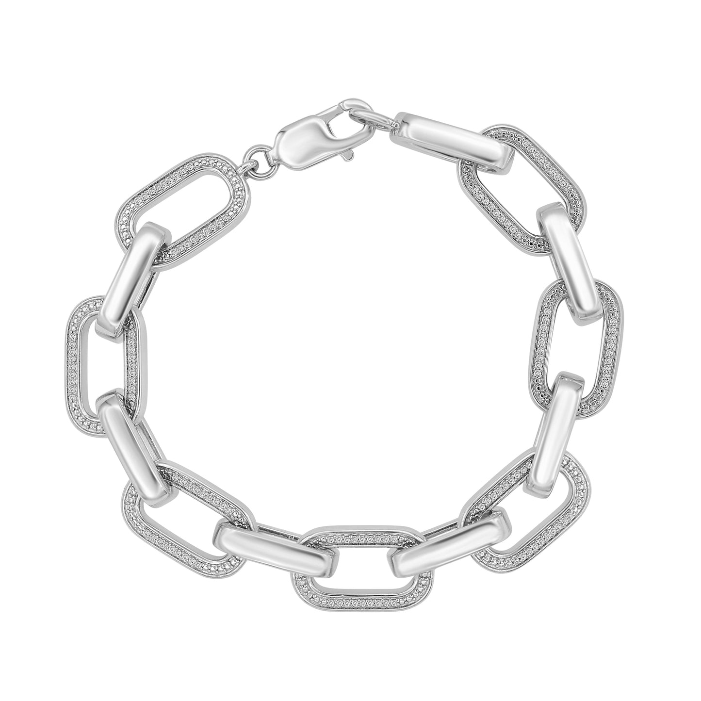 1/2 Ct. T.W Diamond Men's Bracelet in Sterling Silver Circle chain