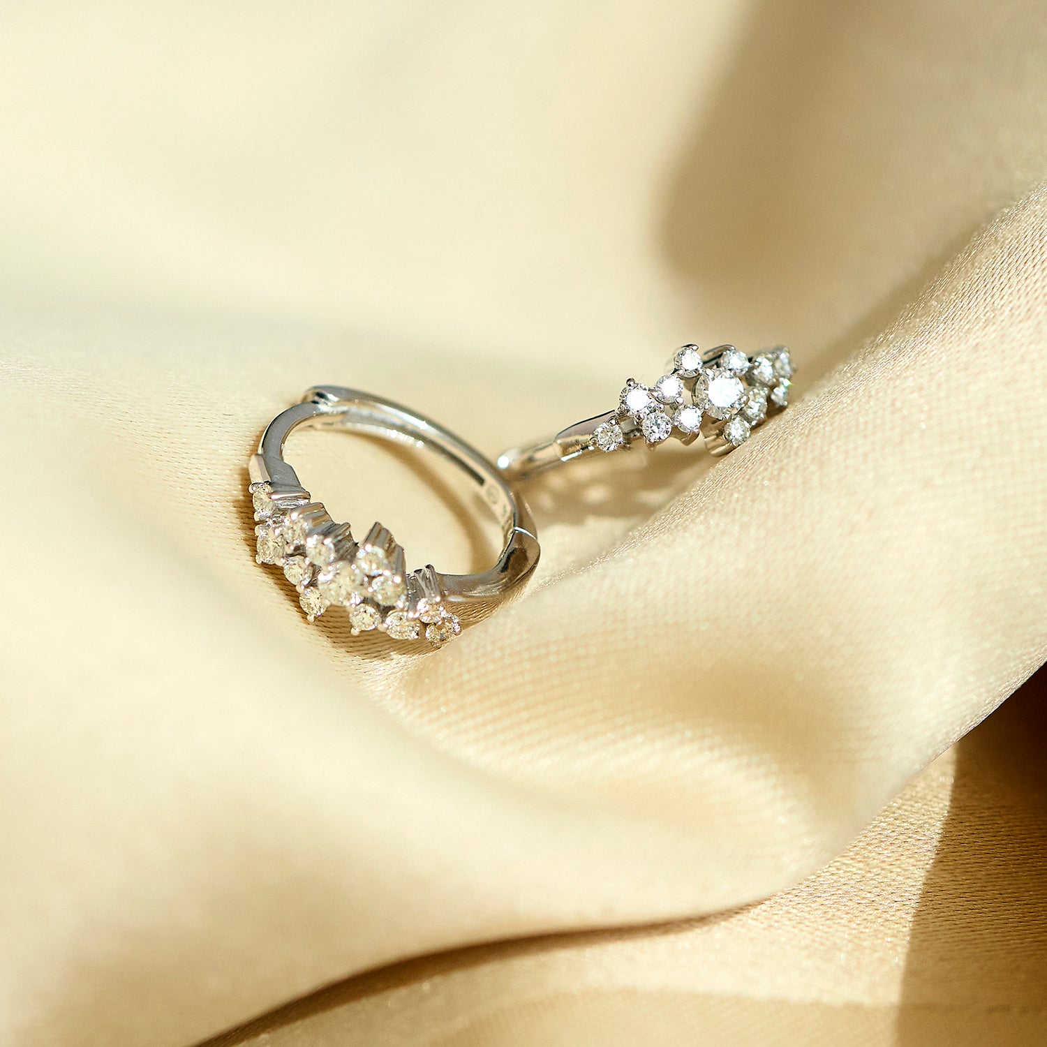 Harlow Scattered Diamond Huggie Hoop Earrings In Silver
