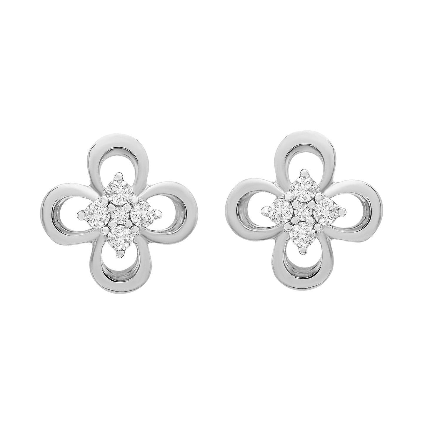 Eva Flower Stud Earrings In Silver