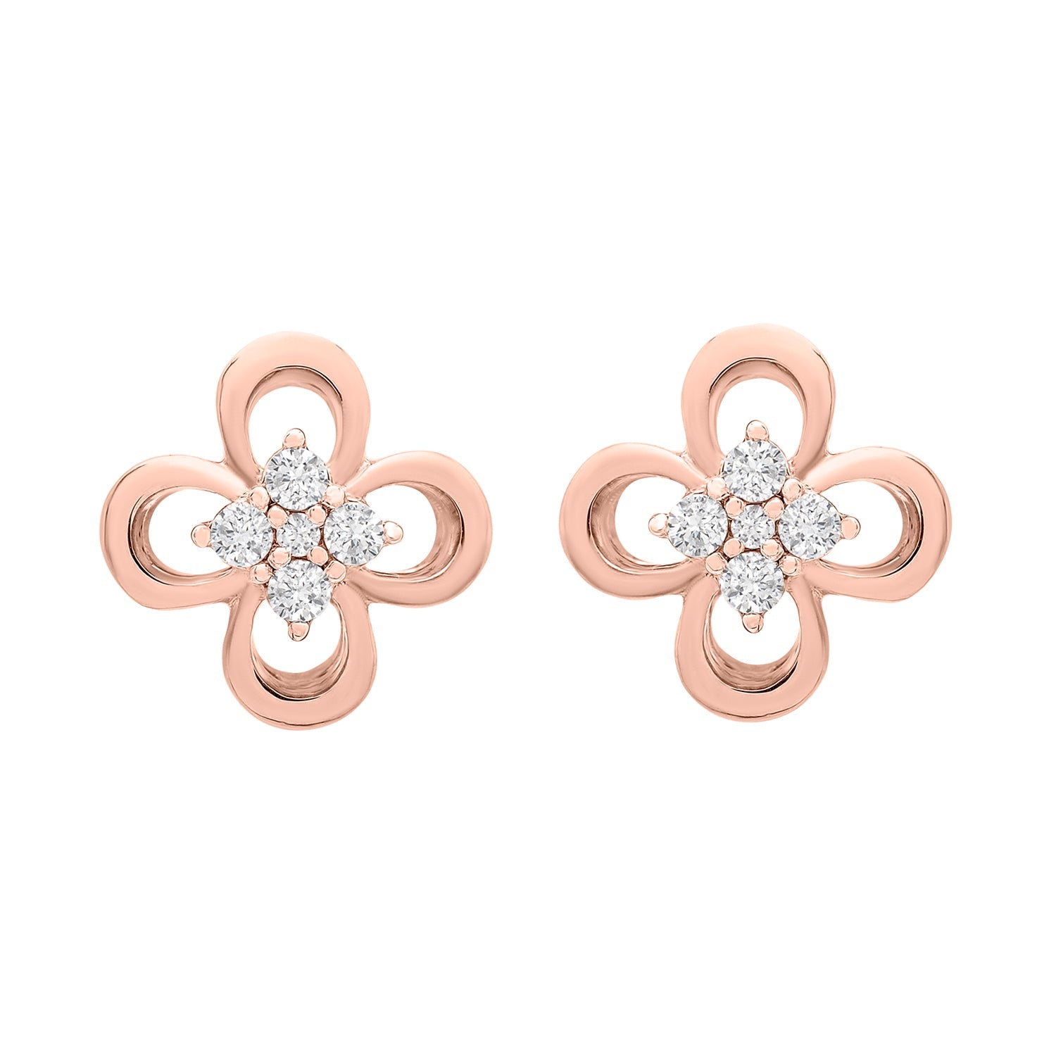 Eva Flower Stud Earrings In Rose Gold