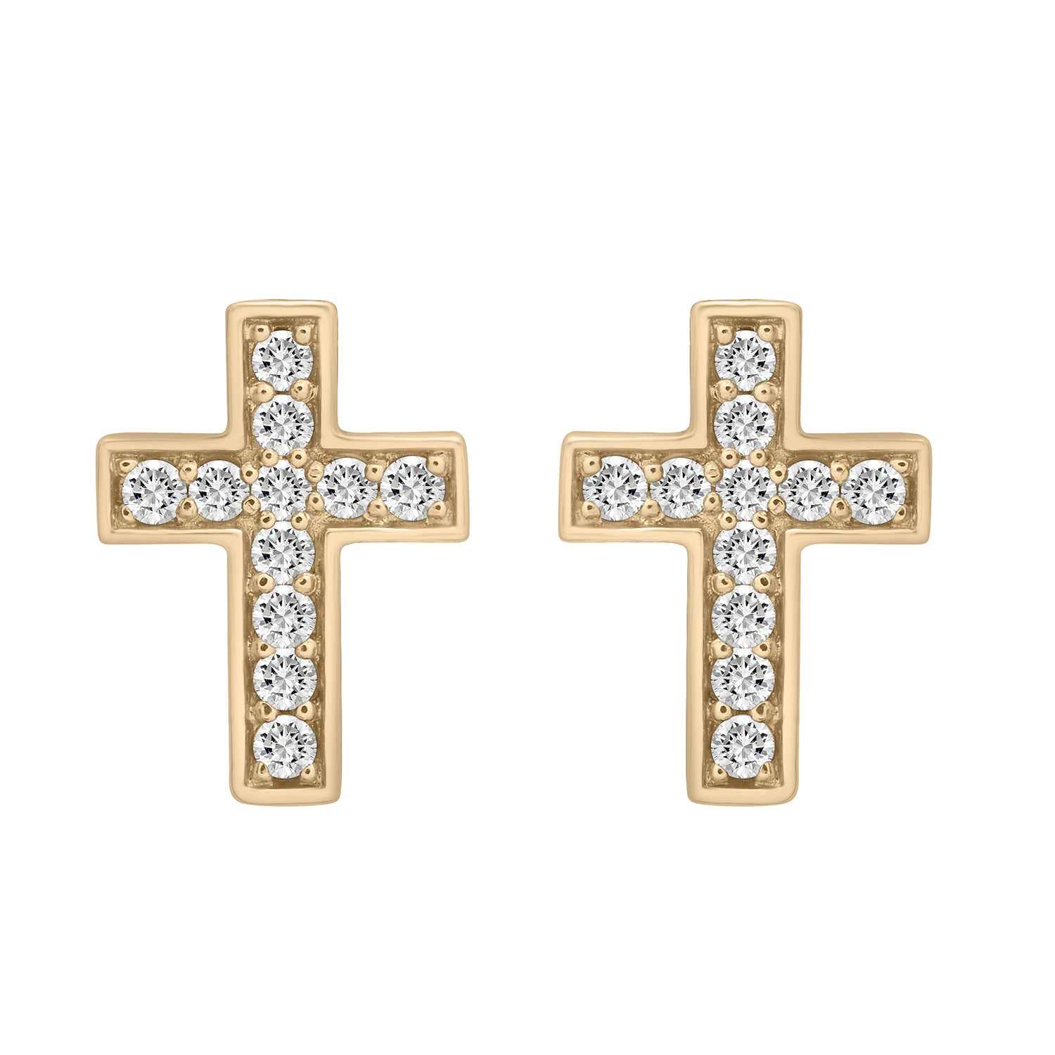 Emma Diamond Cross Stud Earrings In Gold