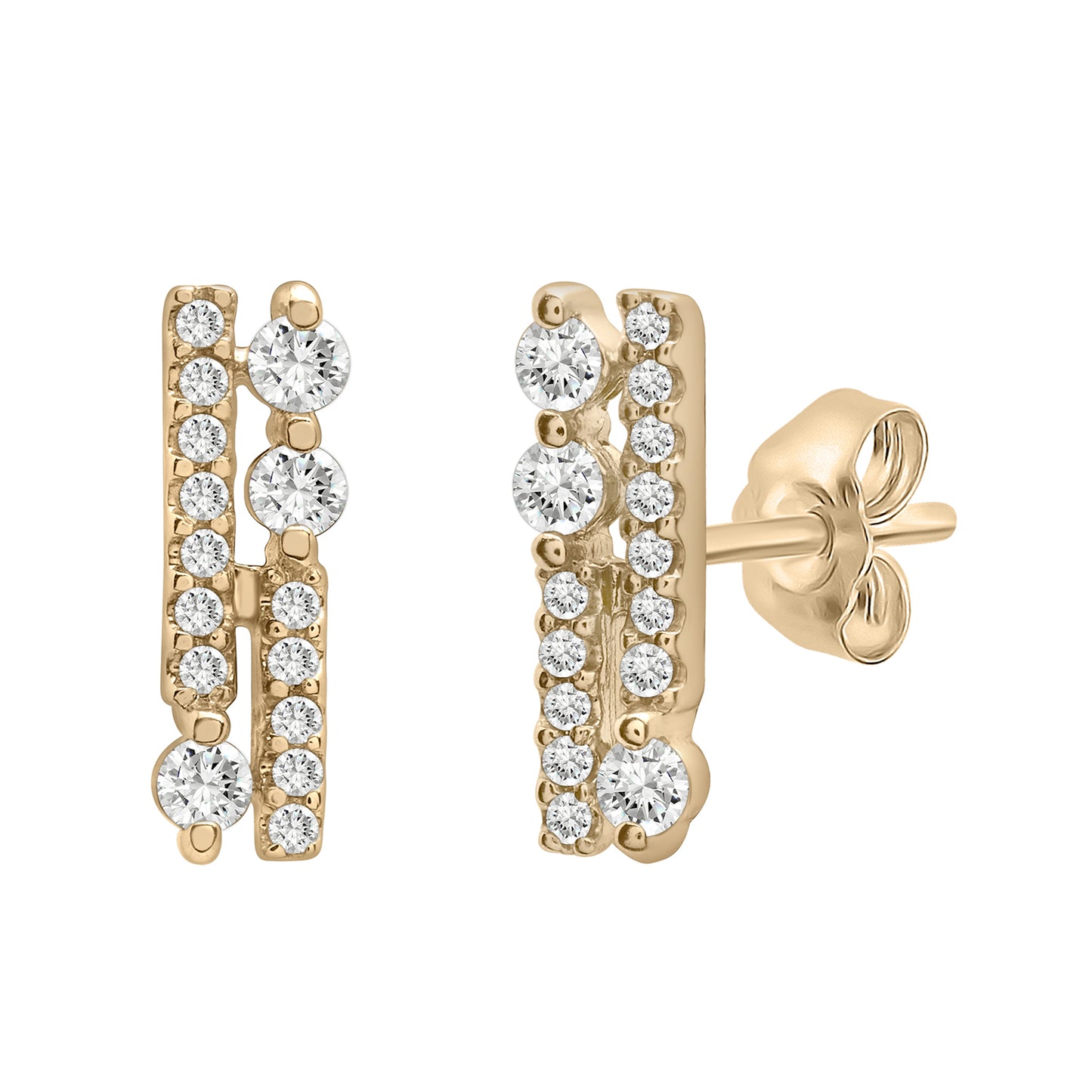 Ella Diamond Double Bar Stud Earrings