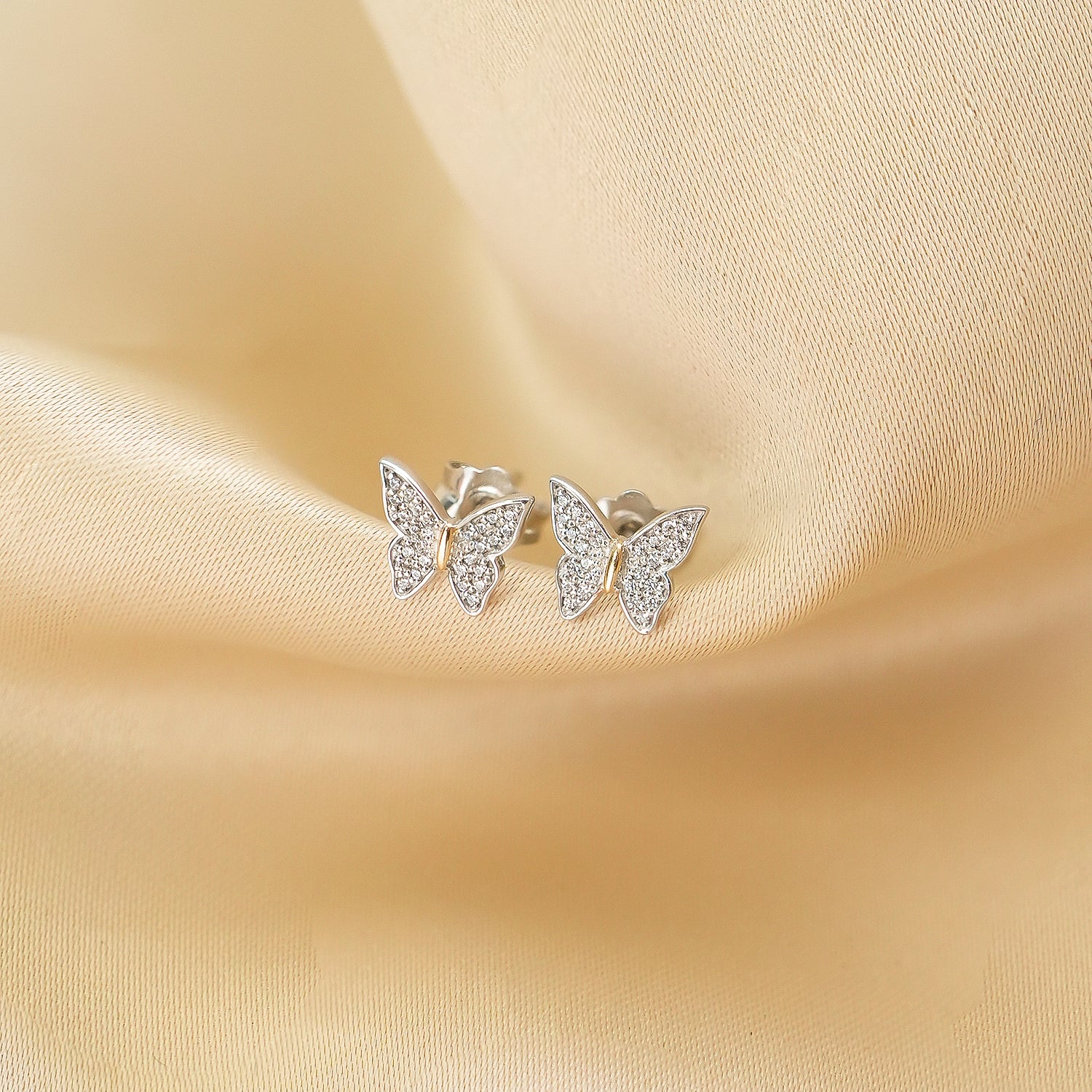 Lilly Diamond Butterfly Stud Earrings In Pair