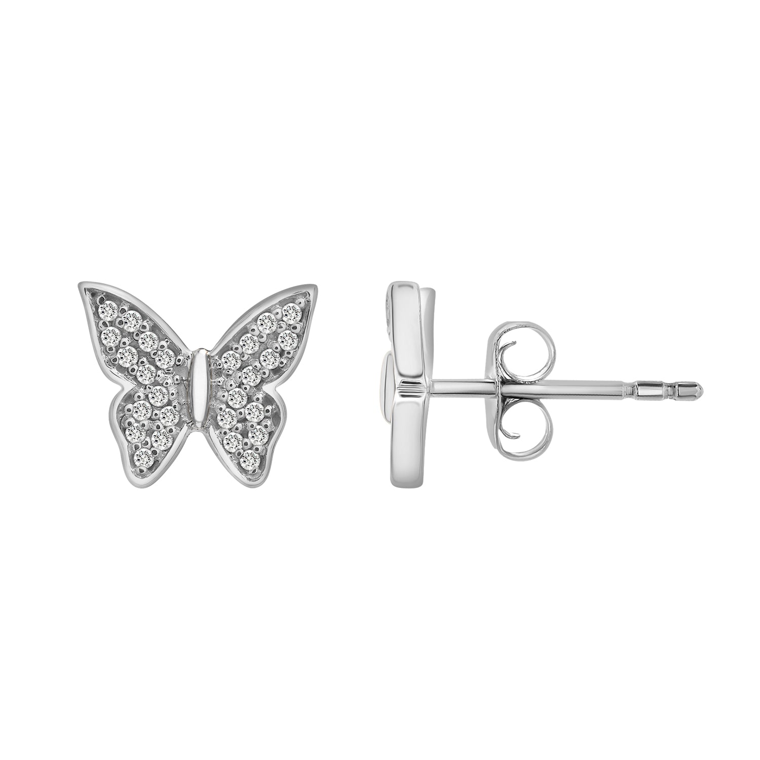 Lilly Diamond Butterfly Stud Earrings From Front View