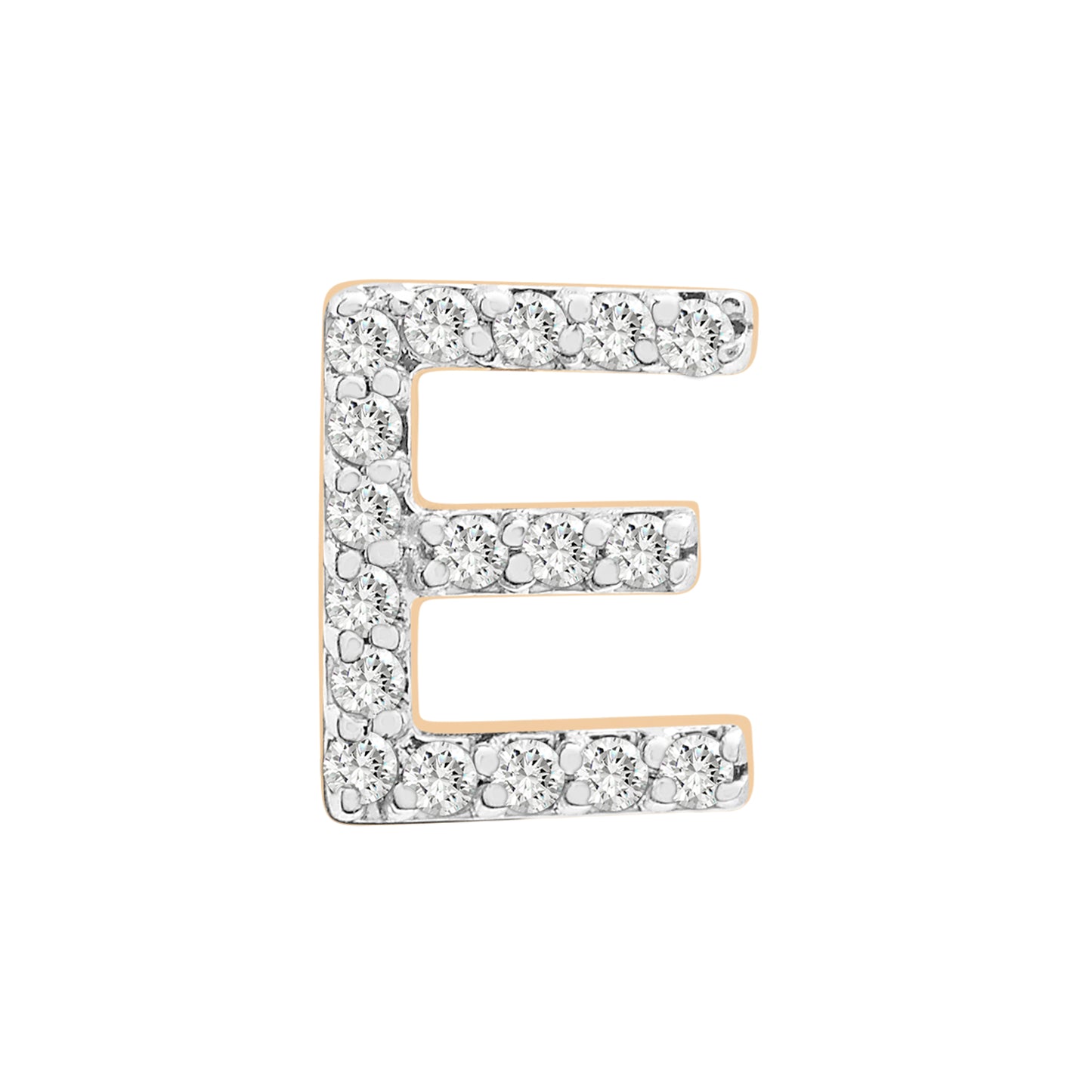 Single Initial Diamond Stud - E Earrings in Yellow Gold