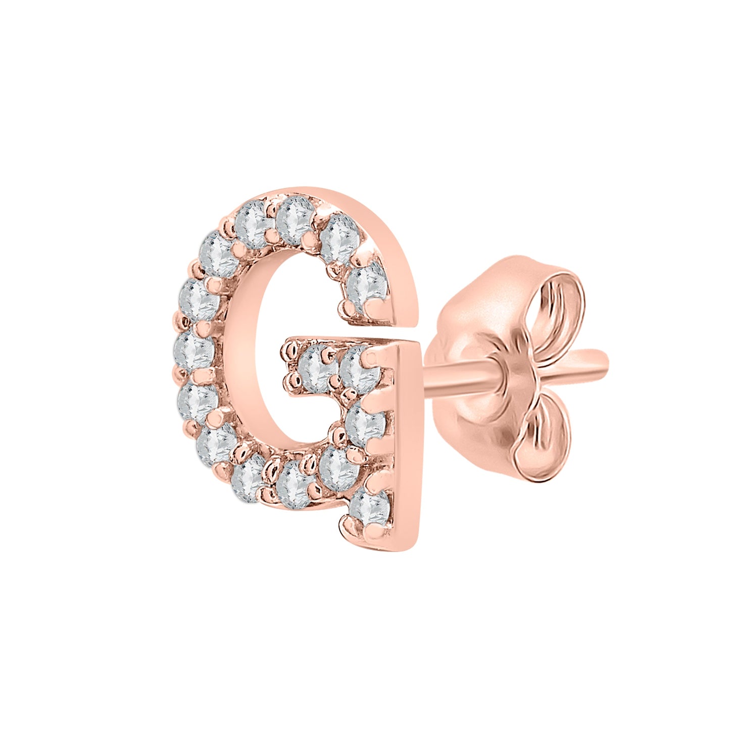 Single Initial Diamond Stud - G in Rose Gold for Ear