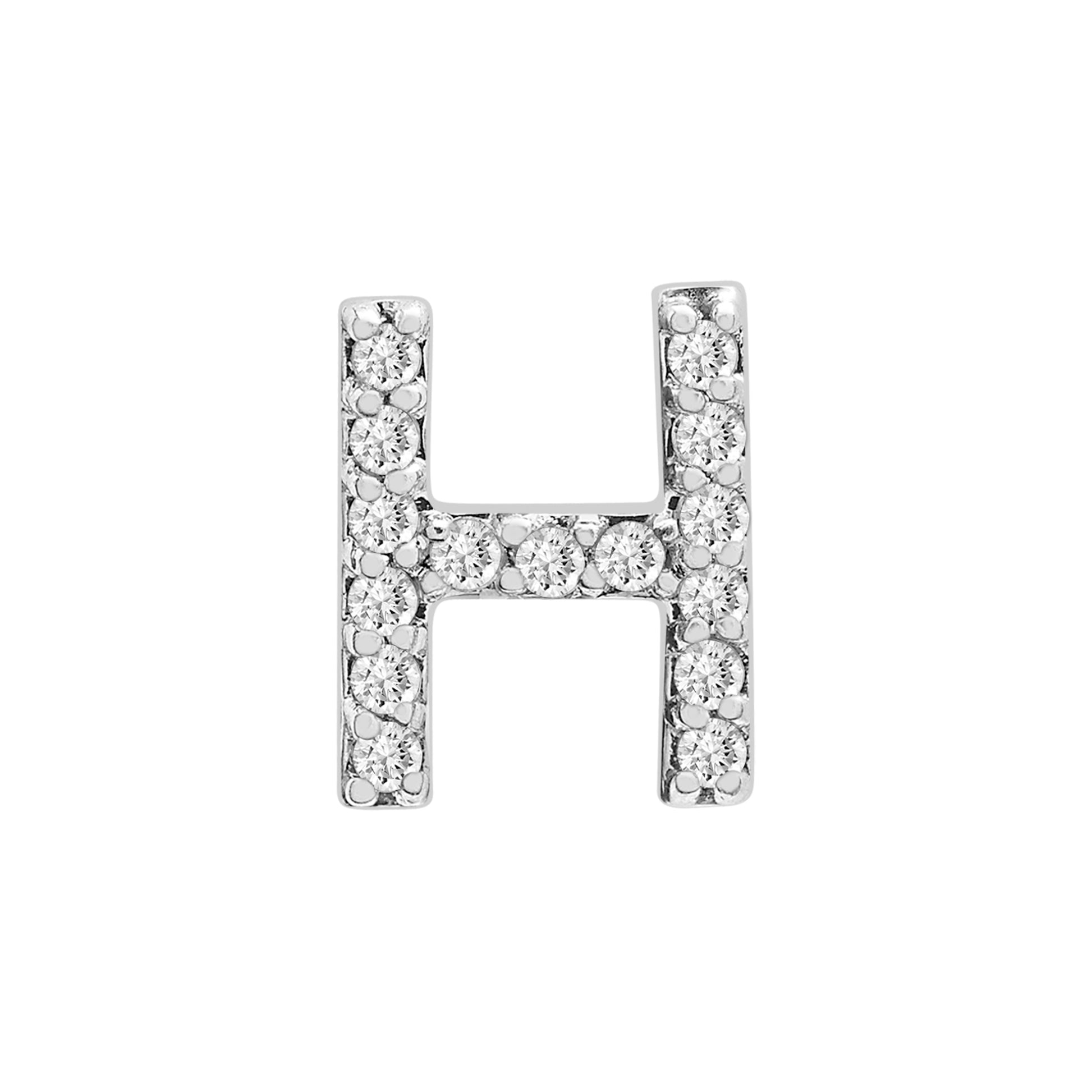 Single Initial Diamond Stud - H in White Gold