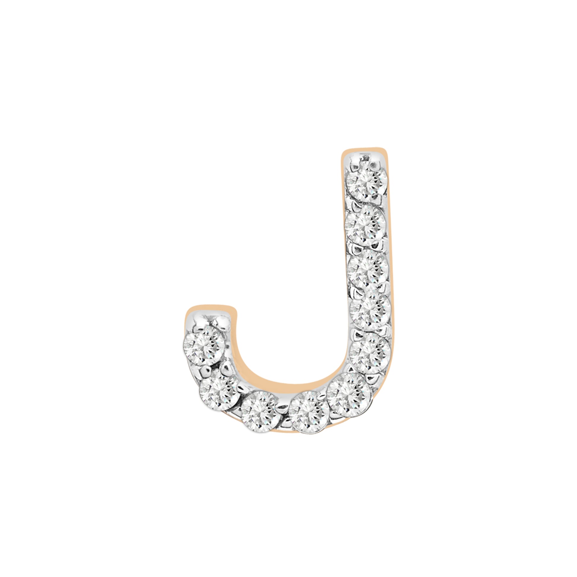 Single Initial Diamond Stud - J Earrings in Yellow Gold