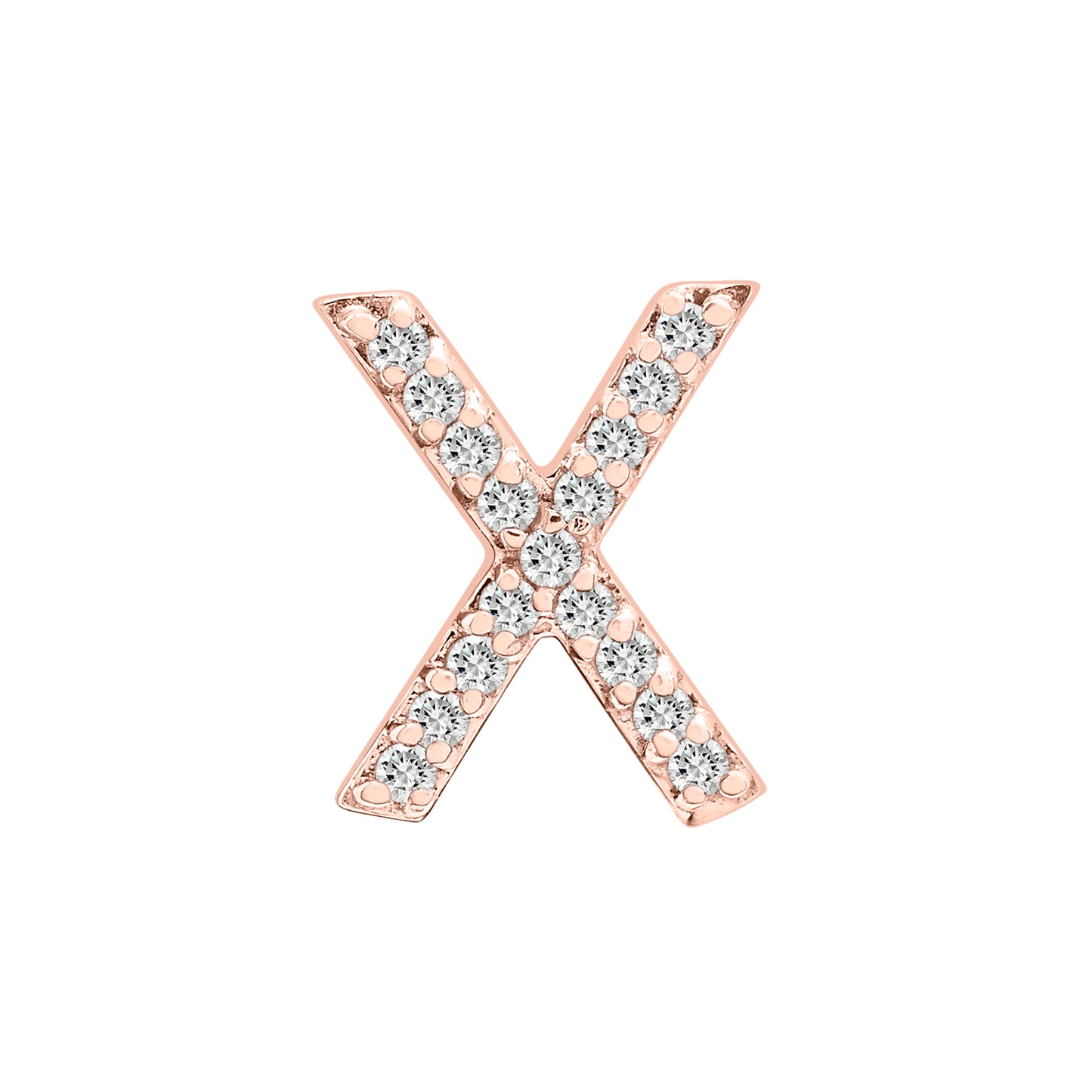 Single Initial Diamond Stud - X in Rose Gold for Ear