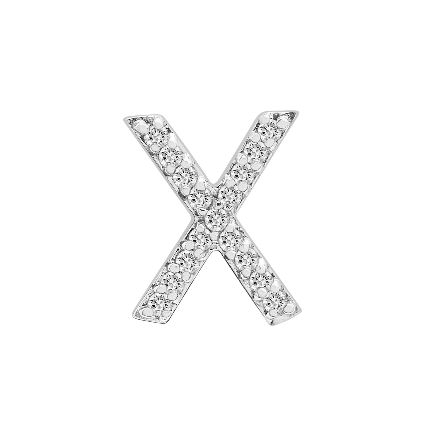 Single Initial Diamond Stud - X in White Gold for Ear