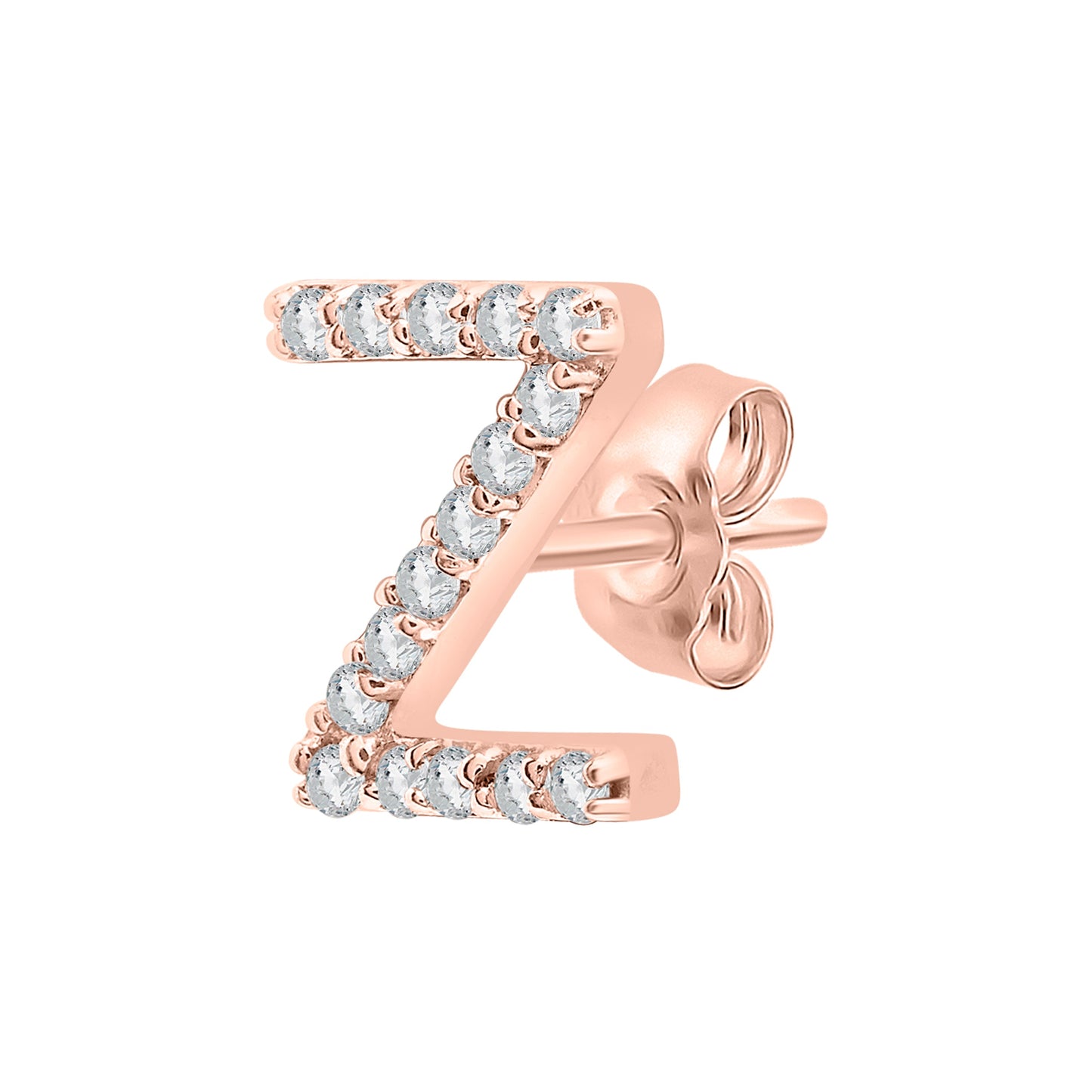 Single Initial Diamond Stud - Z in Rose Gold