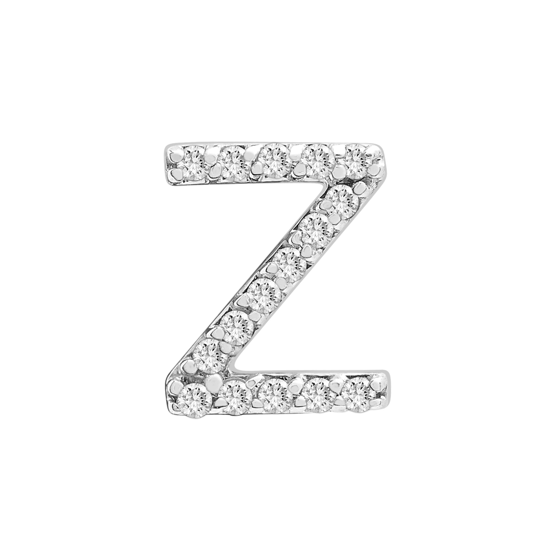 Single Initial Diamond Stud - Z in White Gold