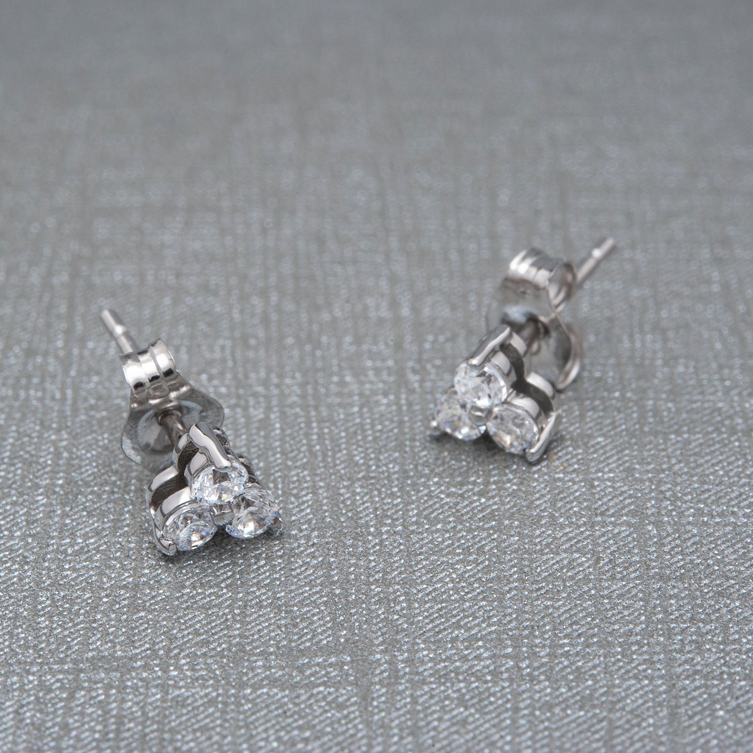 Estelle Diamond Stud Earrings In Silver