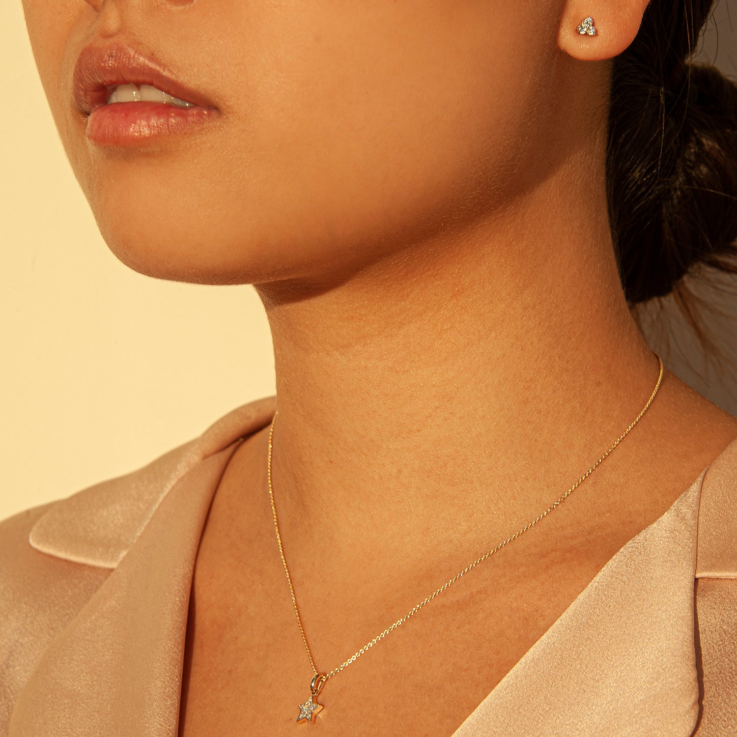 Estelle Diamond Stud Earrings In Girl Neck