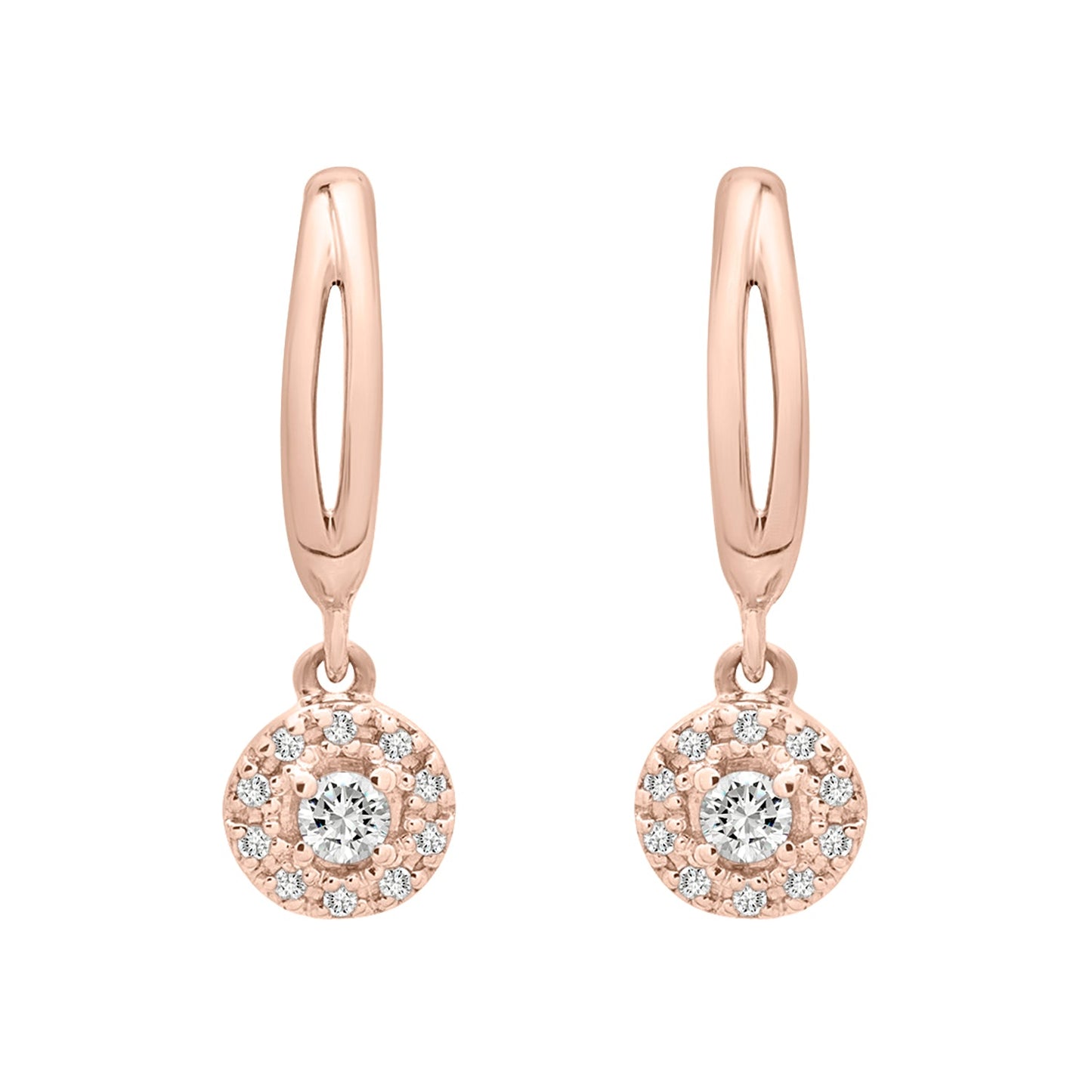 Elan Diamond Round Dangle Earrings In Rose Gold