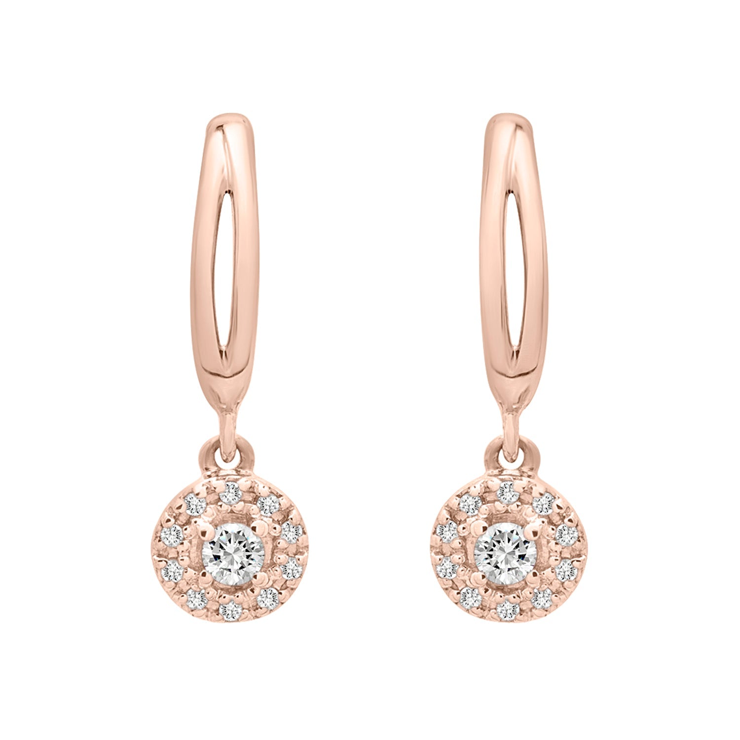 Elan Diamond Round Dangle Earrings In Rose Gold