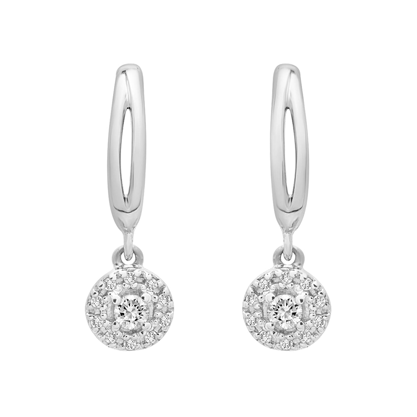 Elan Diamond Round Dangle Earrings In Silver