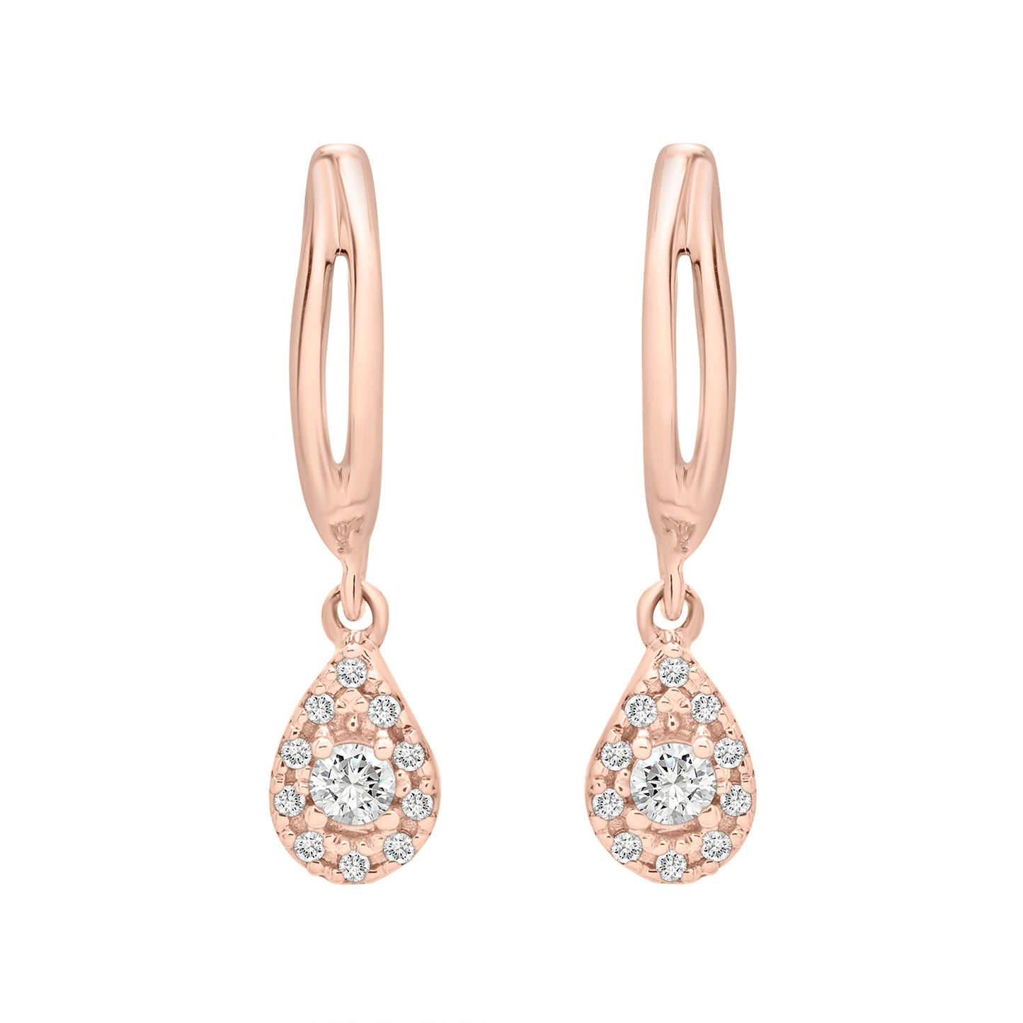 Edan Diamond Pear Dangle Earrings Placed In Rose Gold