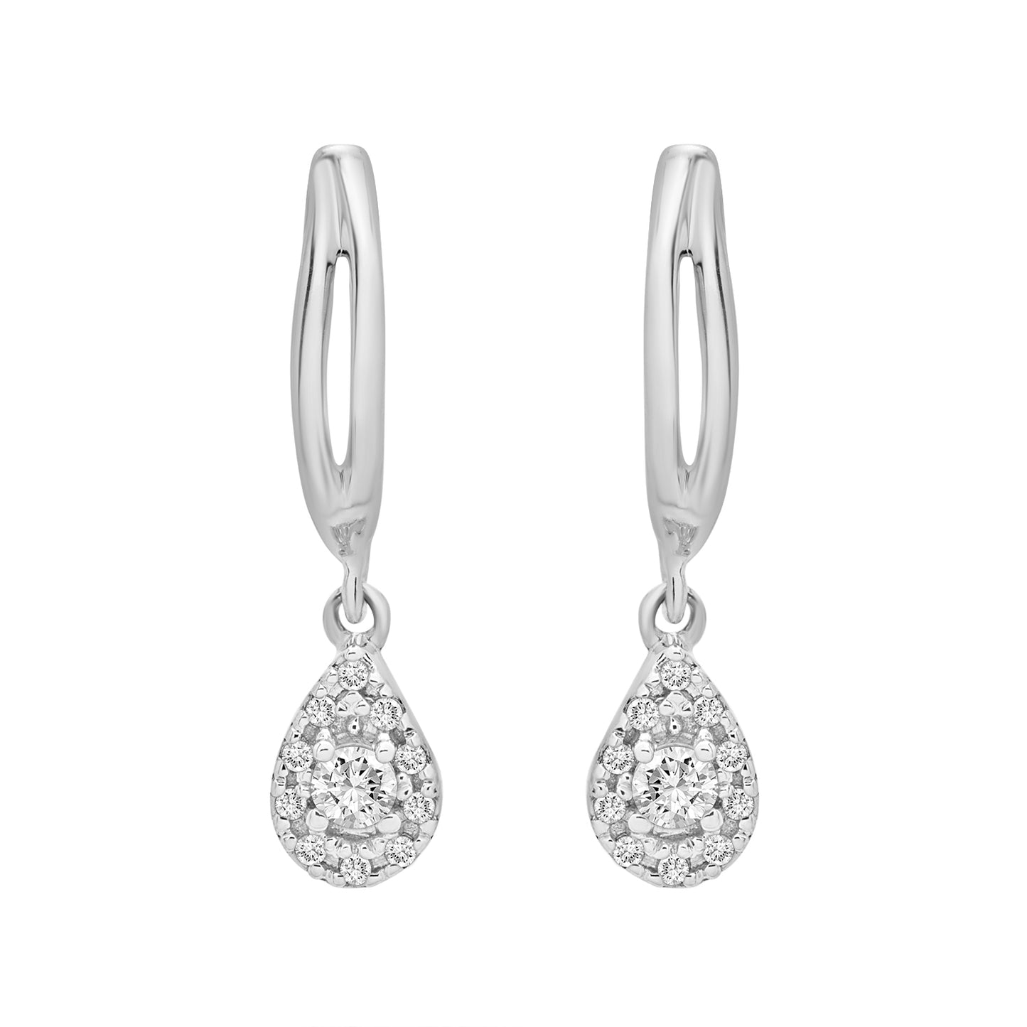 Edan Diamond Pear Dangle Earrings Placed In Silver