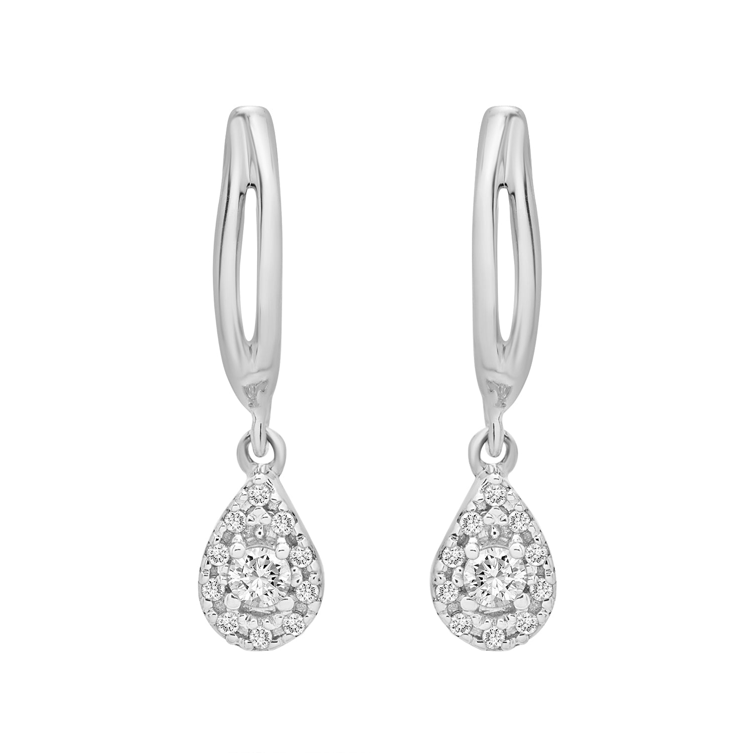 Edan Diamond Pear Dangle Earrings Placed In Silver