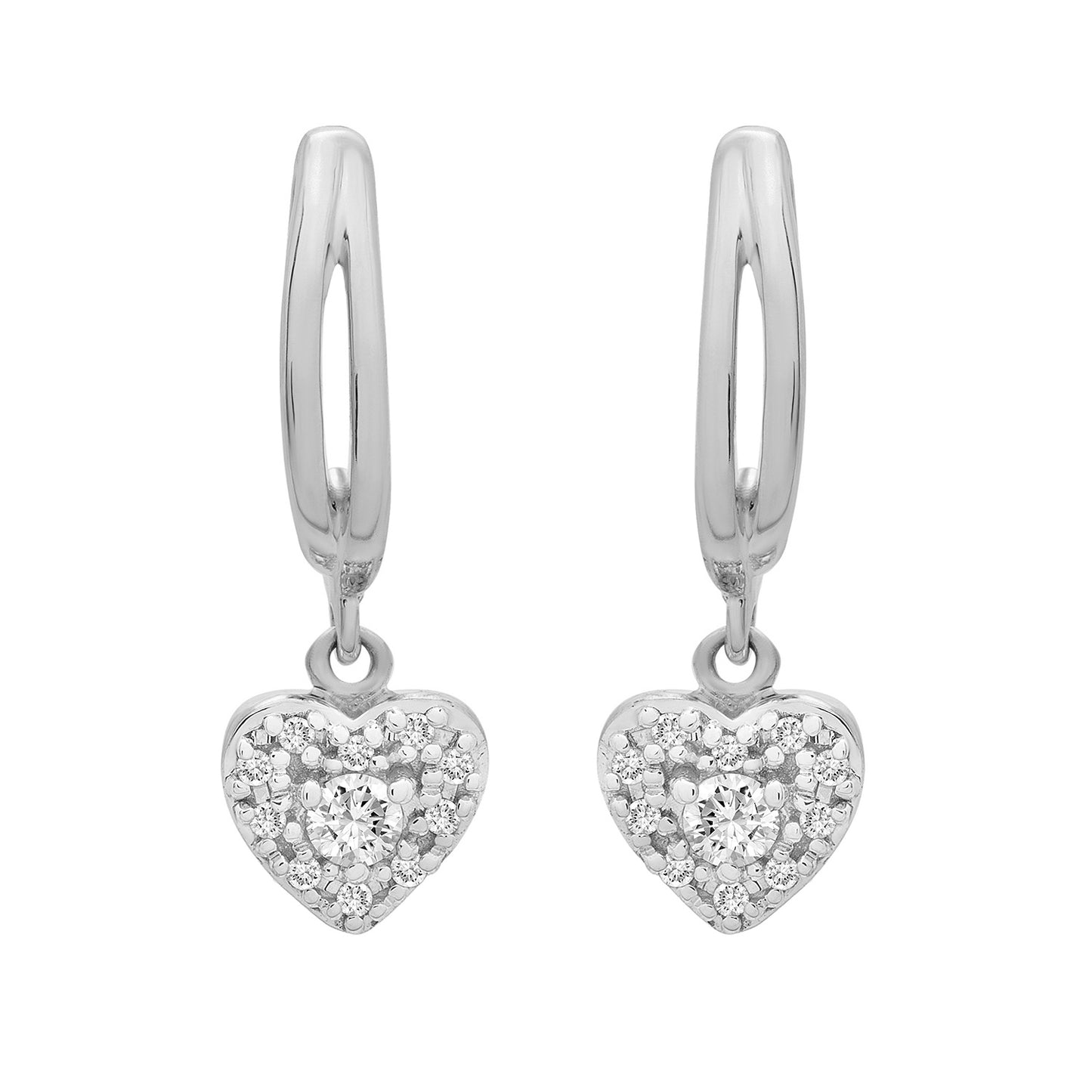 Etta Diamond Heart Dangle Earrings In Silver