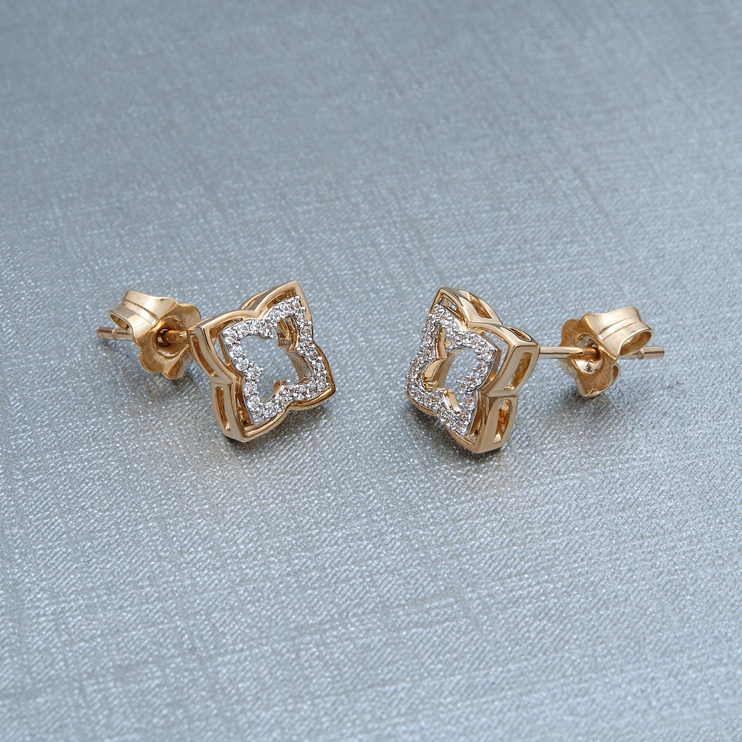 Eti Open Clover Stud Earrings With Gold Coated