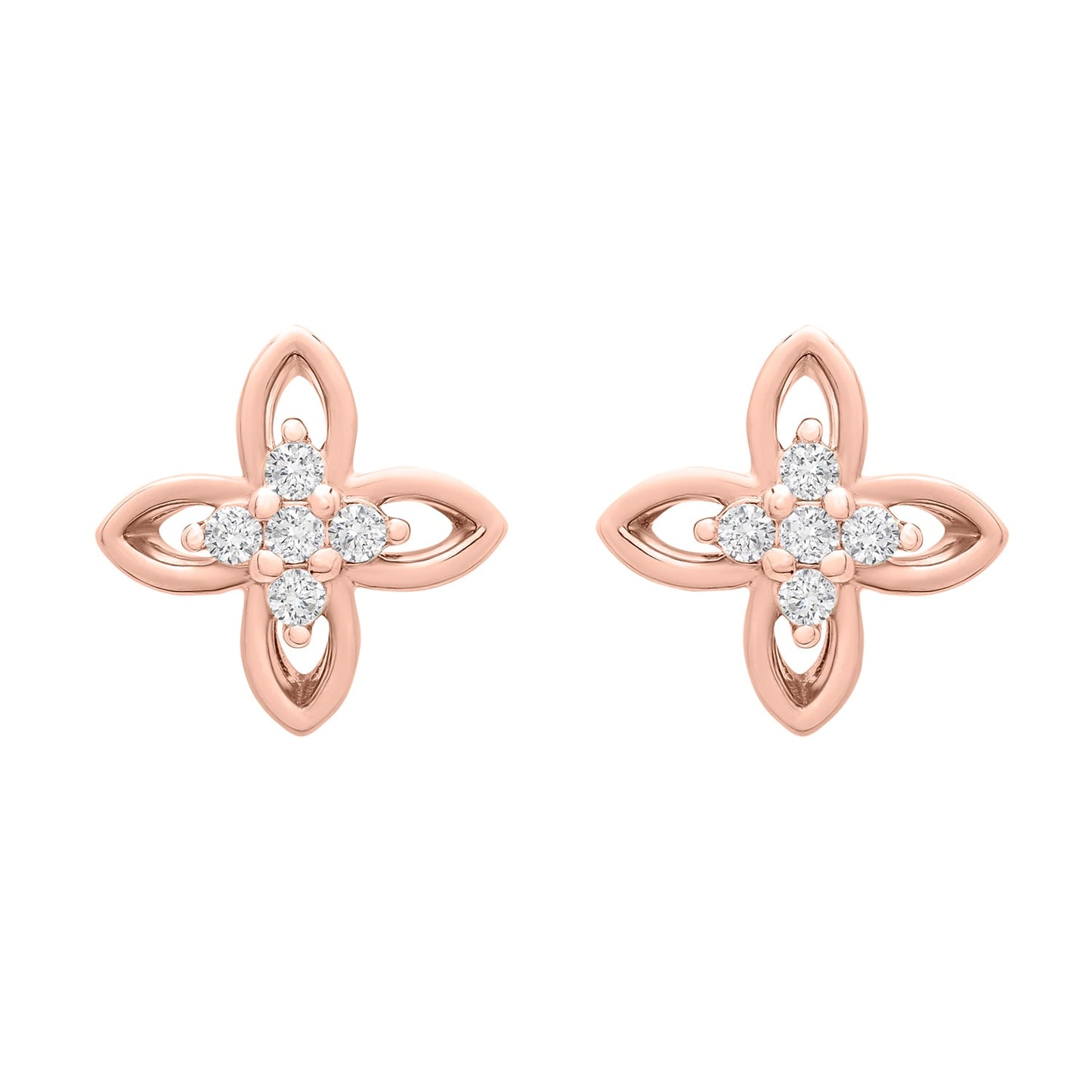 Eve Flower Stud Earrings In Rose Gold