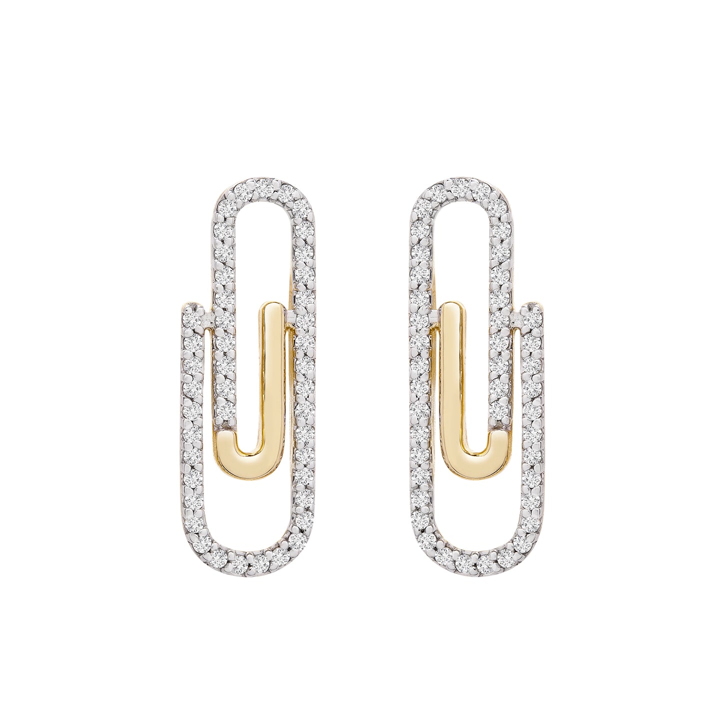 Erta Diamond Paperclip Stud Earrings