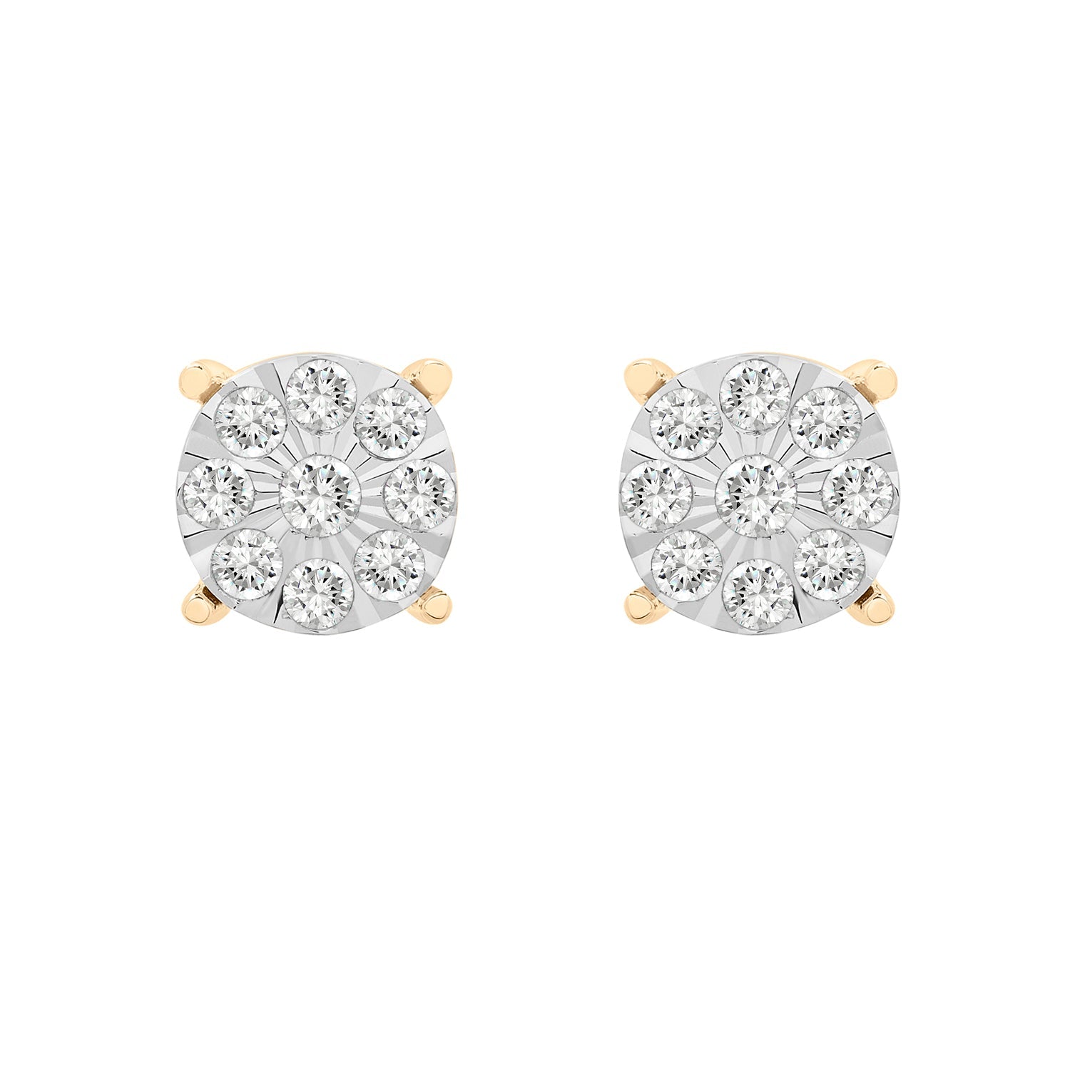 Evette Round Diamond Stud Earrings In Gold Coated