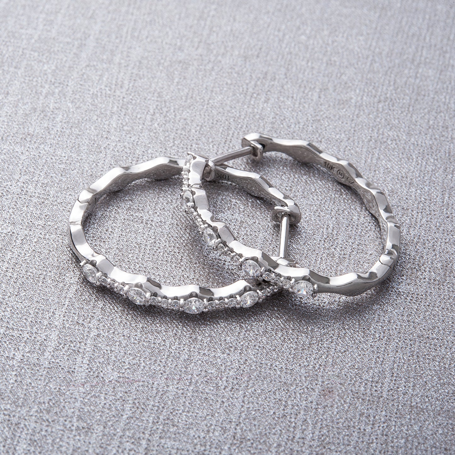 Eyrna Diamond Hoop Earrings In Silver