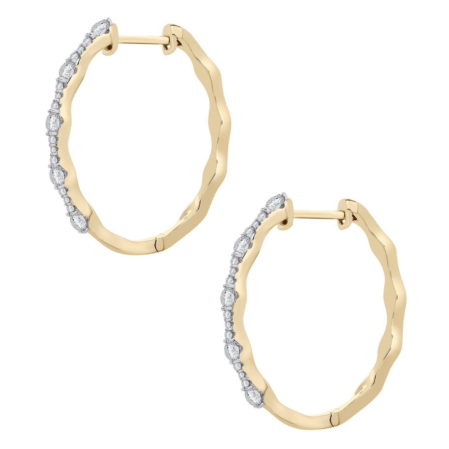 Eyrna Diamond Hoop Earrings In Gold Coated
