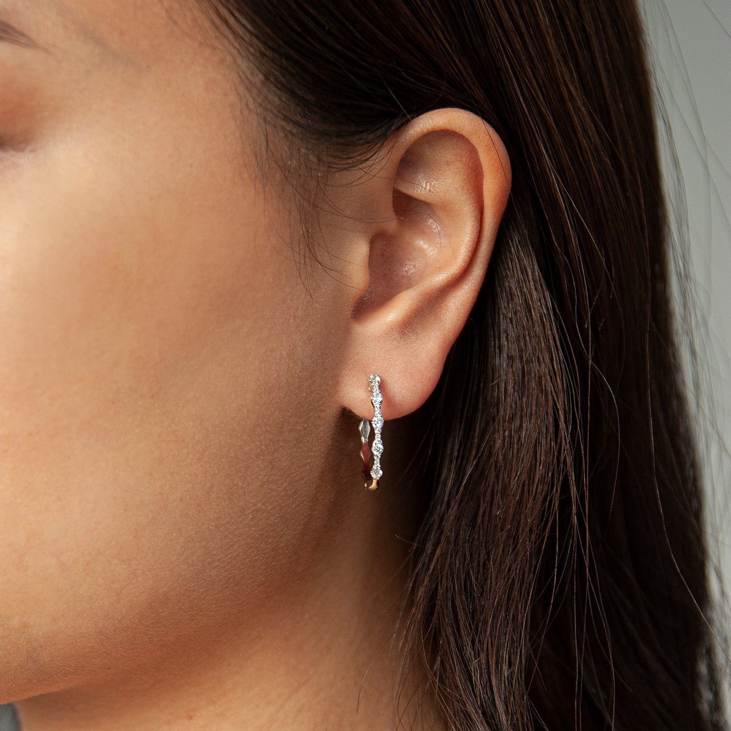 Eyrna Diamond Hoop Earrings In Ear