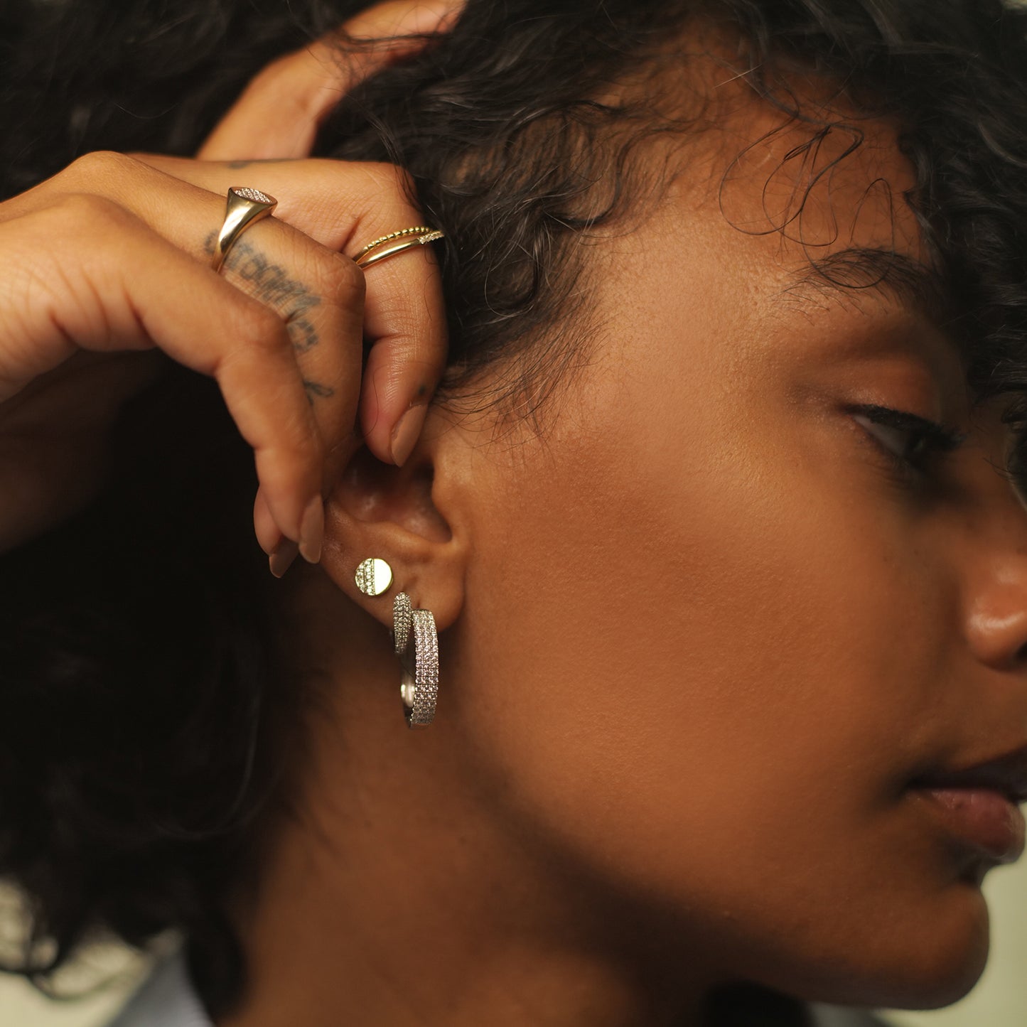 Haya Diamond Hoop Earrings In Girl Ear