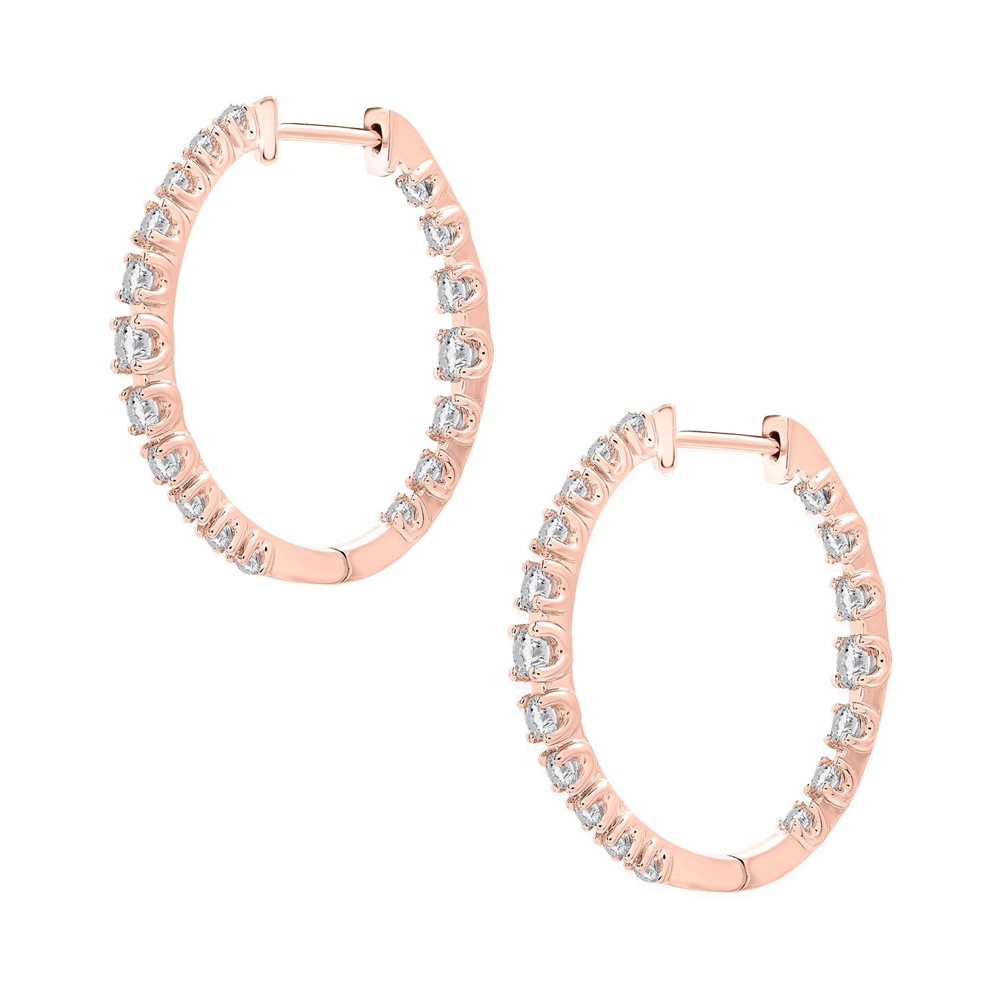 Hana Petite Diamond Hoop Earrings In Rose Gold