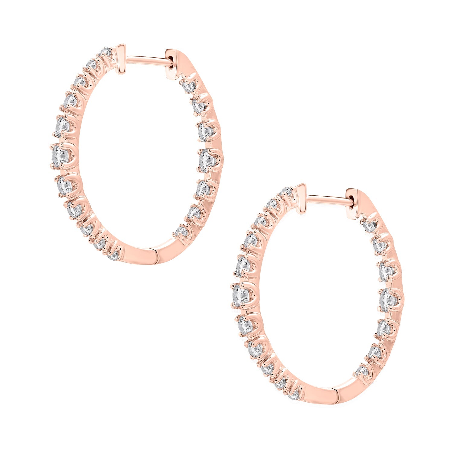 Hana Petite Diamond Hoop Earrings In Rose Gold